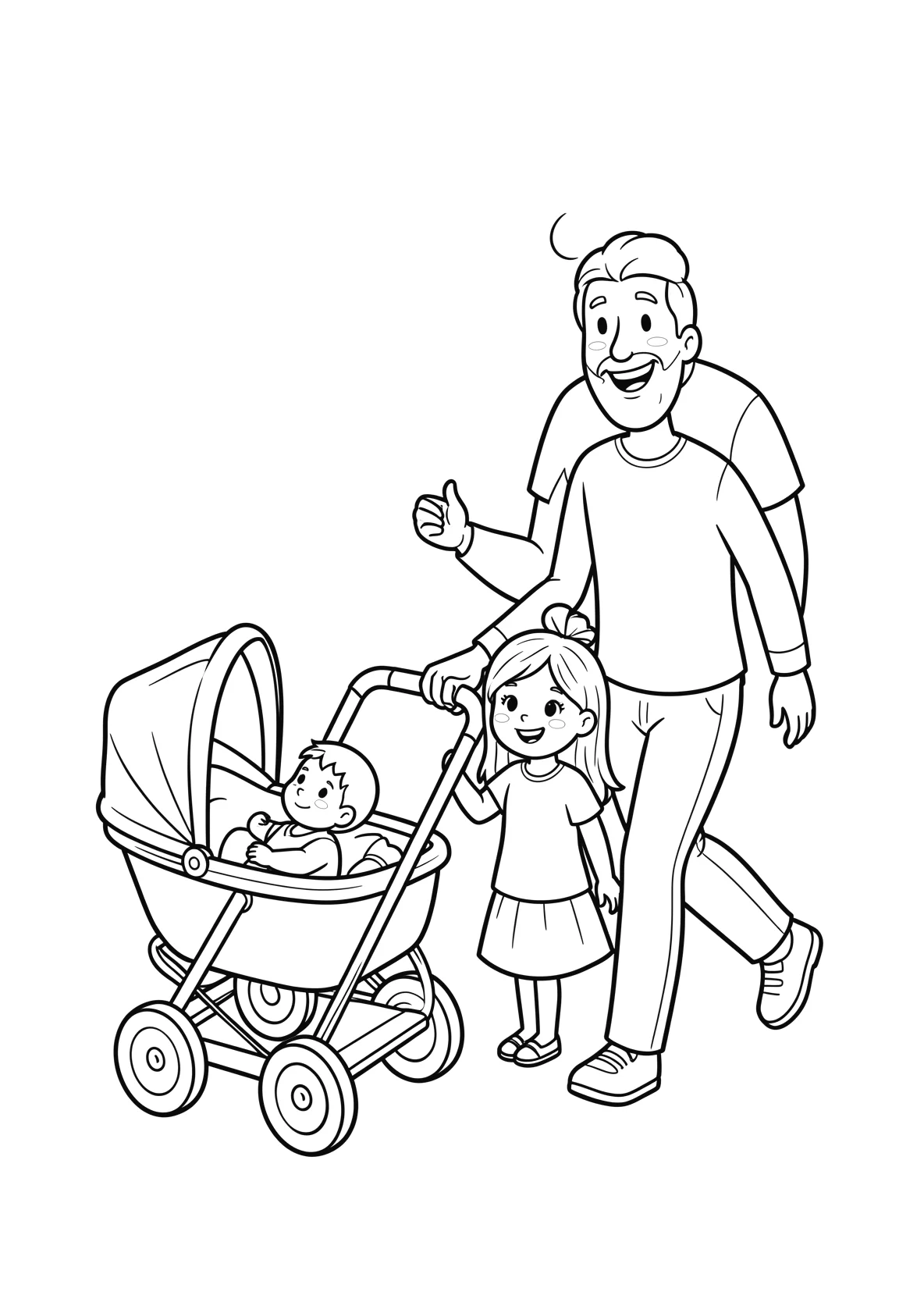 Ausmalbild Auf dem Bild ist ein Kinderwagen mit einem - Ausmalbild aus der Kategorie Sonstiges - kostenlos ausdrucken