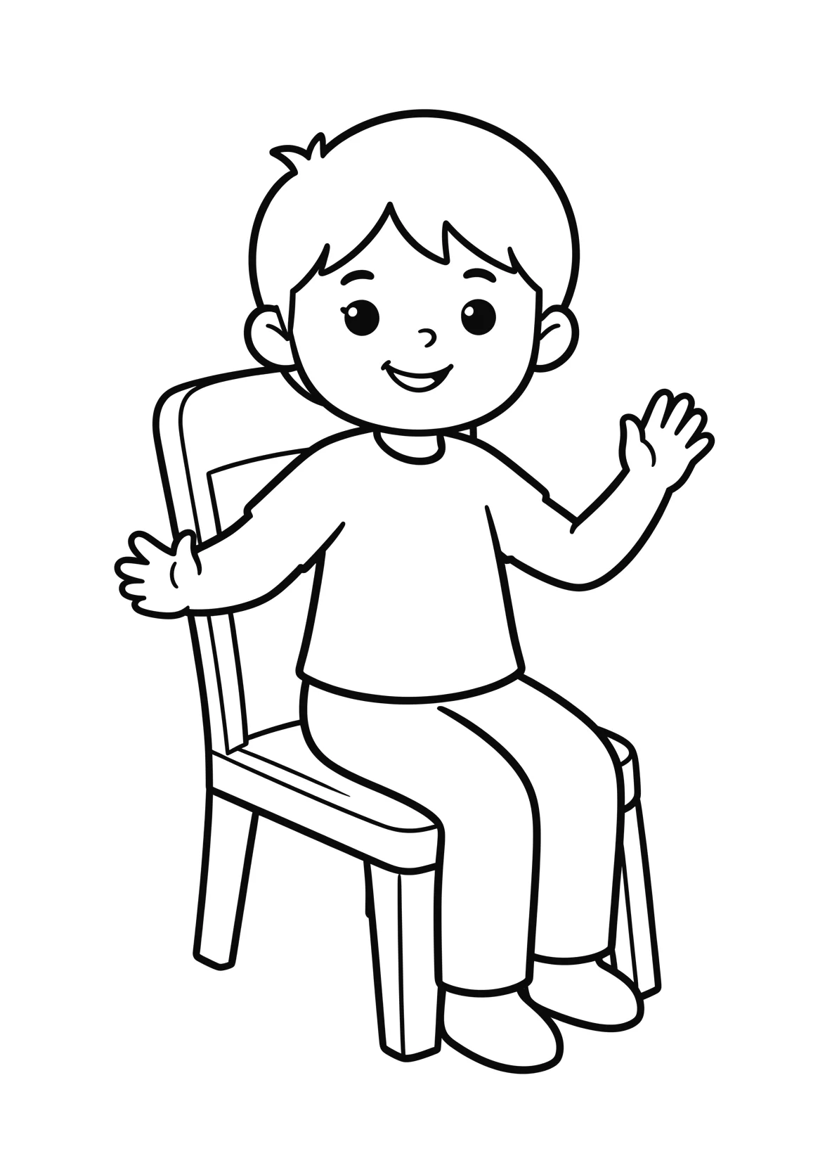 Ausmalbild Kind mit Stuhl - Ausmalbild aus der Kategorie Sonstiges - kostenlos ausdrucken