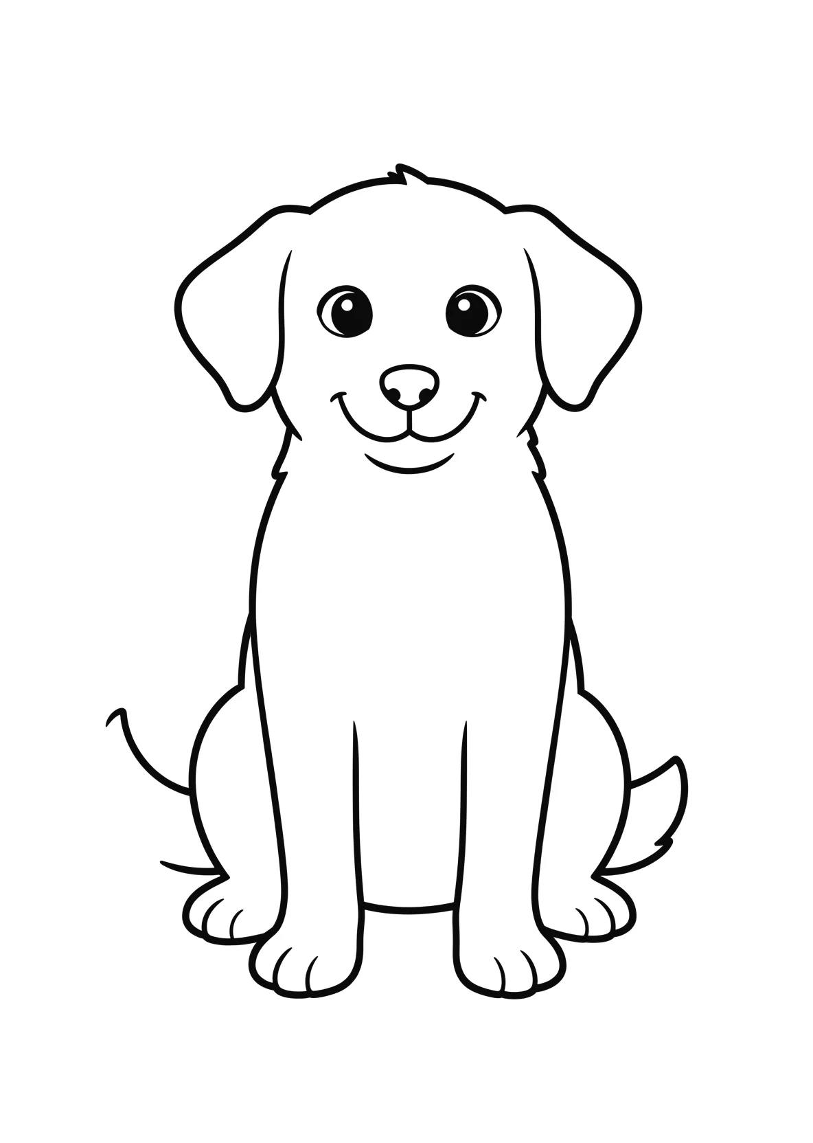 Ausmalbild Freundlicher mittelgrosser Hund mit Schlappohren - Ausmalbild aus der Kategorie Tiere - kostenlos ausdrucken