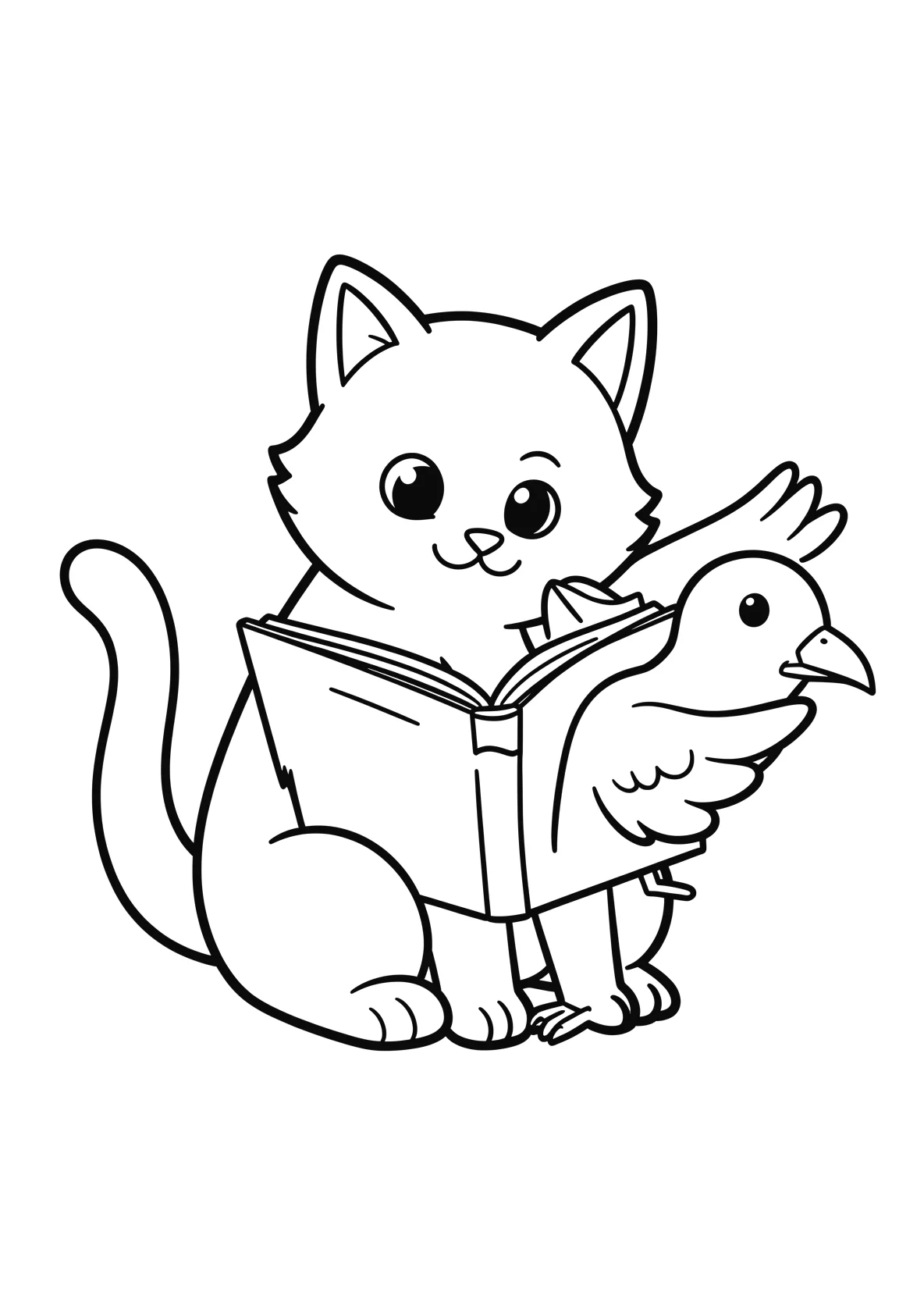 Ausmalbild Sitzende Katze mit aufgerichtetem Schwanz - Ausmalbild aus der Kategorie Tiere - kostenlos ausdrucken