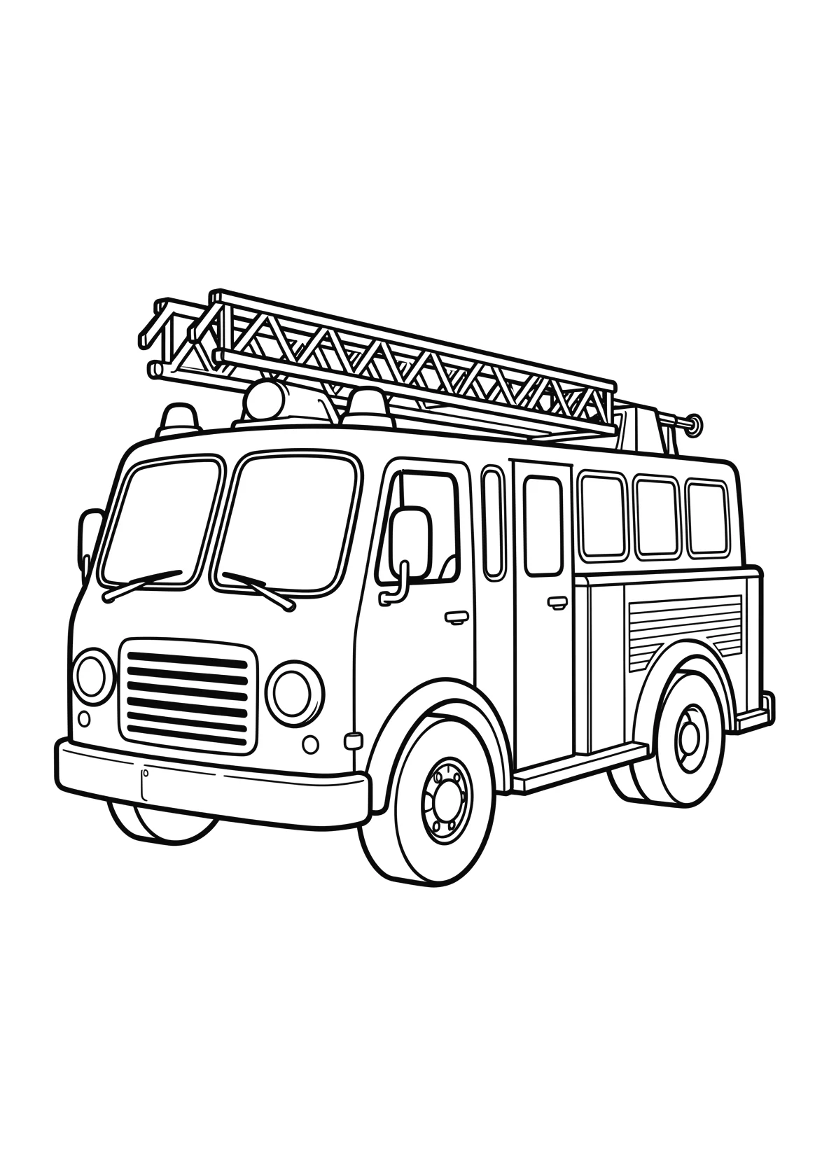 Ausmalbild Feuerwehrauto für Vorschulkinder - kostenlos ausdrucken