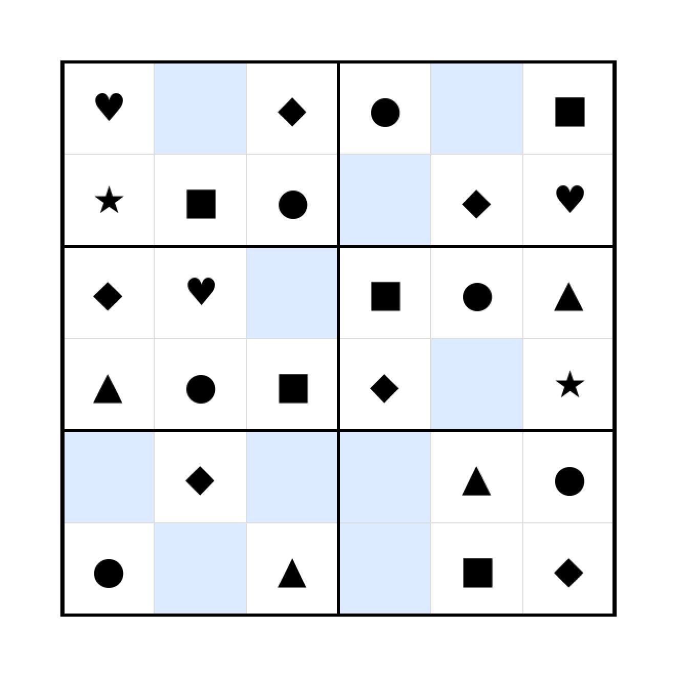 Sudoku-Rätsel Sudoku 6x6 (leicht) fuer Vorschule aus der Kategorie Denk- & Knobelspiele - kostenlos ausdrucken