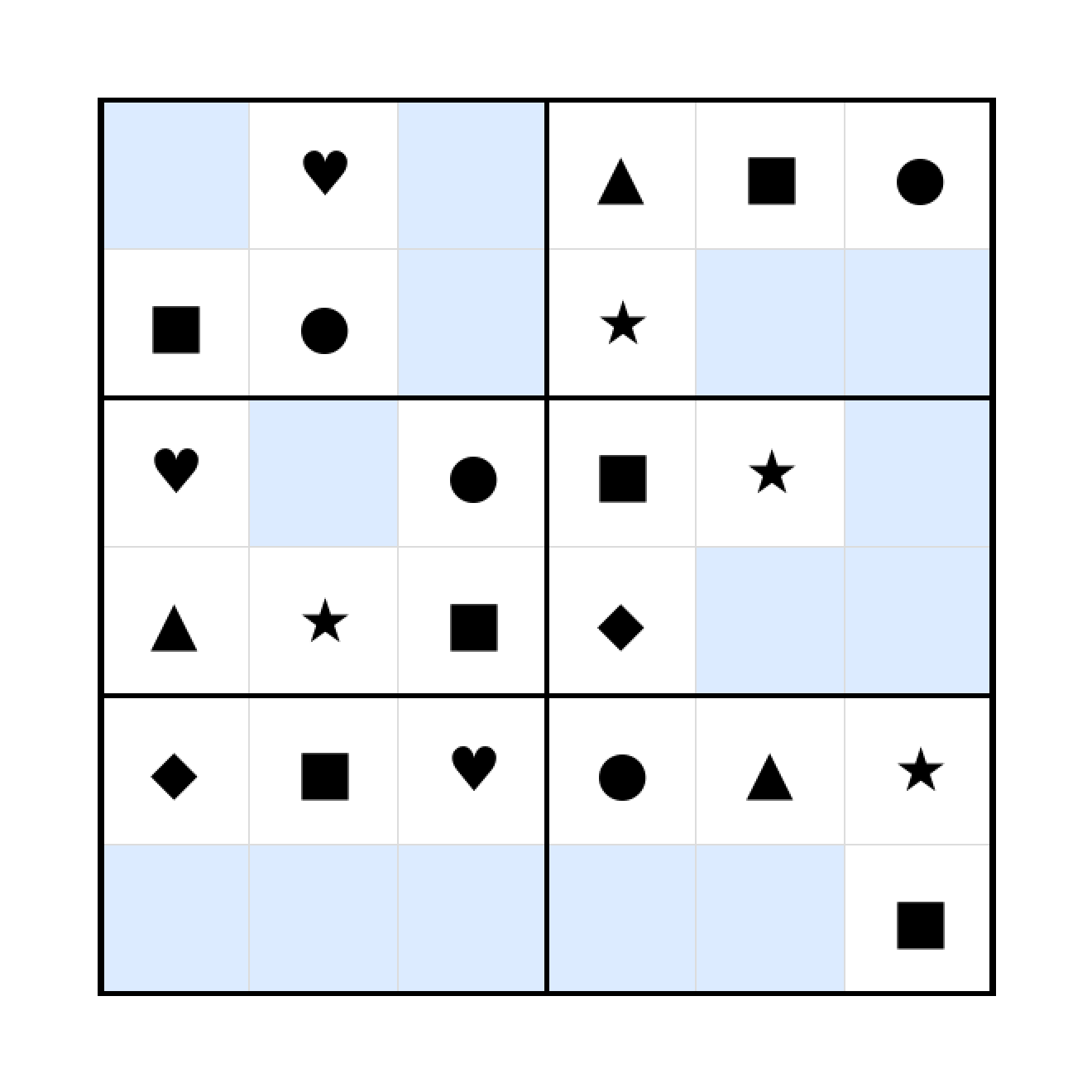 Sudoku-Rätsel Sudoku 6x6 (mittel) für Vorschule aus der Kategorie Sudoku - kostenlos ausdrucken