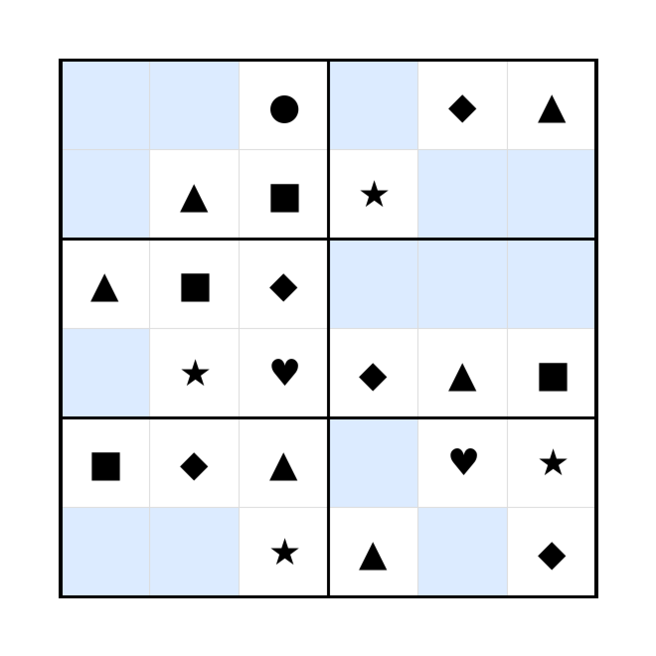 Sudoku-Rätsel Sudoku 6x6 (mittel) für Vorschule aus der Kategorie Sudoku - kostenlos ausdrucken