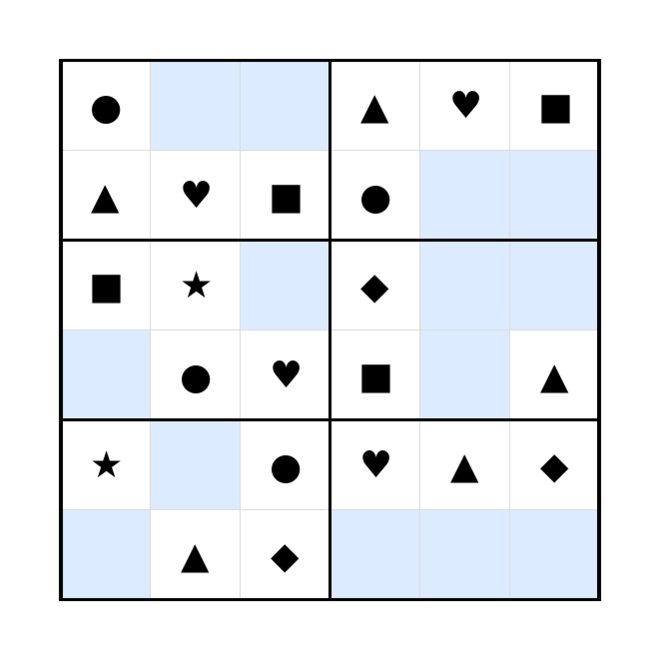 Sudoku-Rätsel Sudoku 6x6 (mittel) für Vorschule aus der Kategorie Sudoku - kostenlos ausdrucken