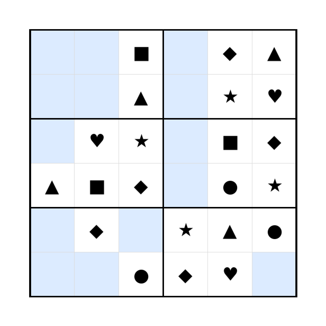 Sudoku-Rätsel Sudoku 6x6 (mittel) für Vorschule aus der Kategorie Sudoku - kostenlos ausdrucken
