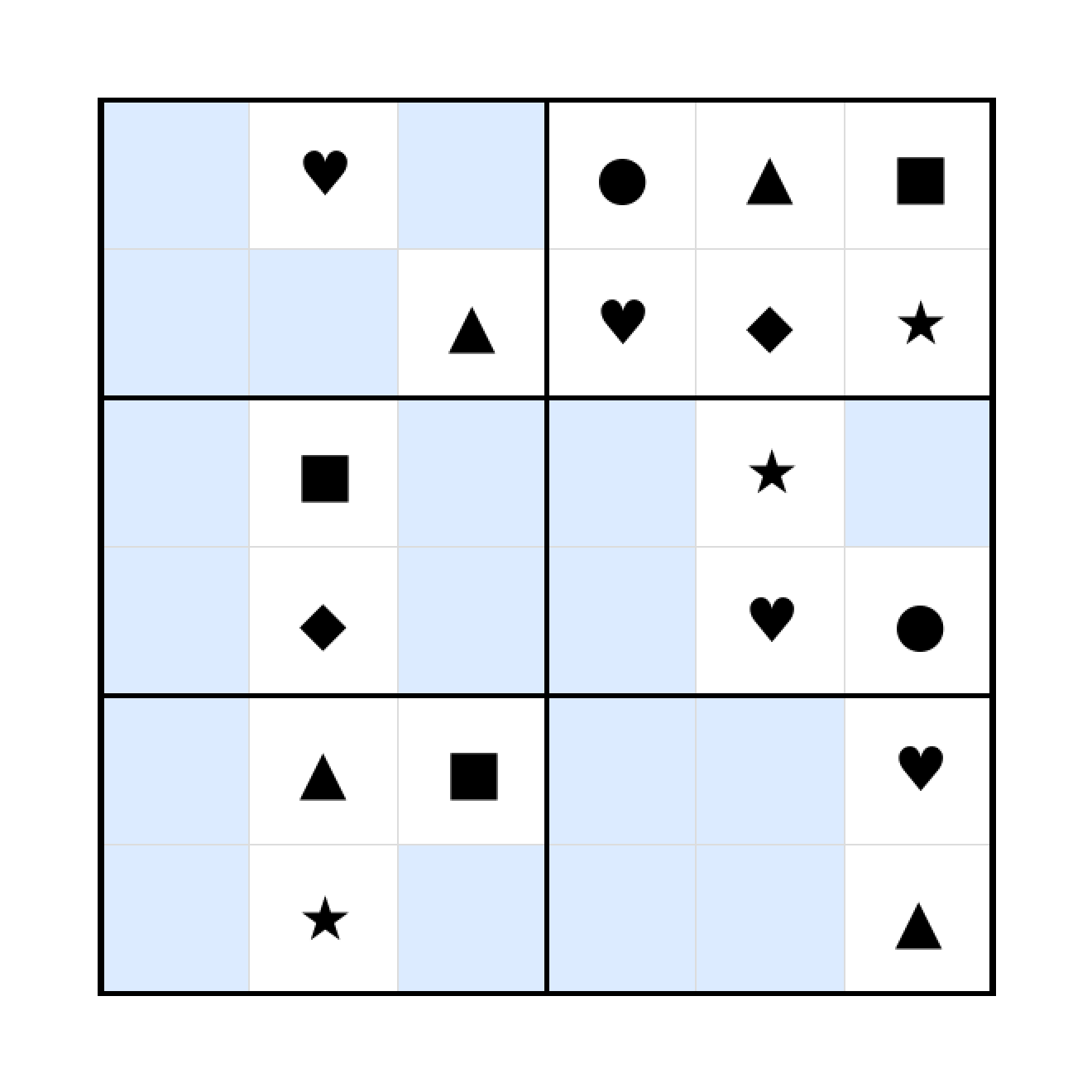Sudoku-Rätsel Sudoku 6x6 (schwer) für Vorschule aus der Kategorie Sudoku - kostenlos ausdrucken