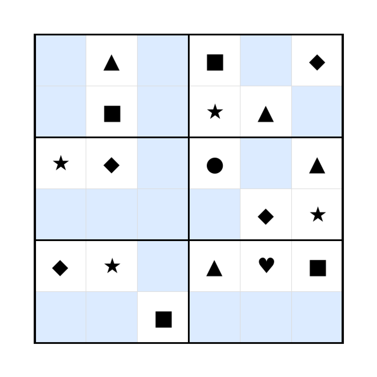 Sudoku-Rätsel Sudoku 6x6 (schwer) für Vorschule aus der Kategorie Sudoku - kostenlos ausdrucken