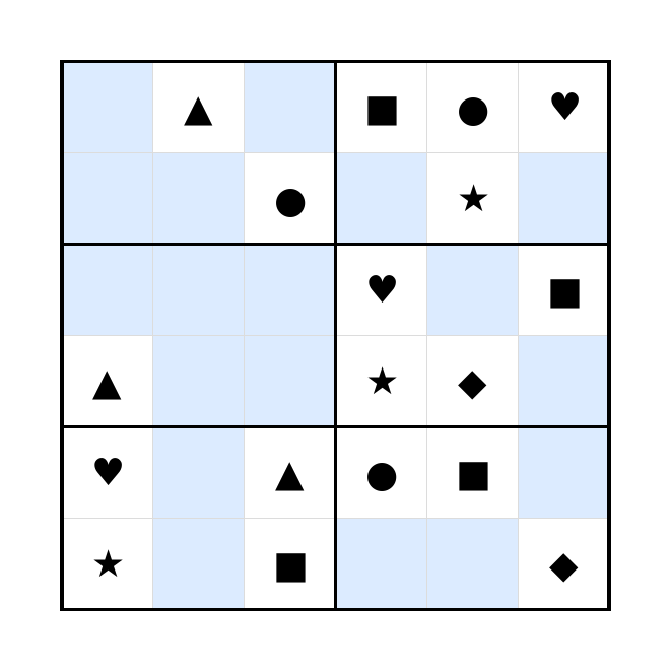 Sudoku-Rätsel Sudoku 6x6 (schwer) für Vorschule aus der Kategorie Sudoku - kostenlos ausdrucken