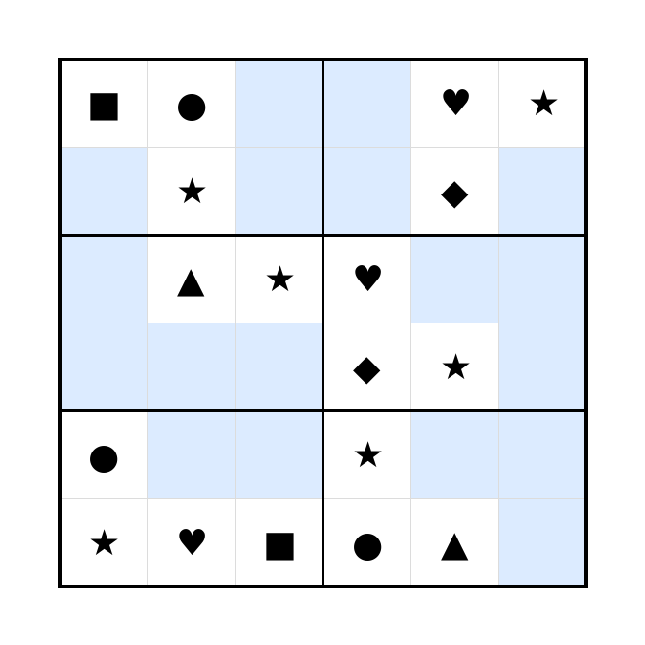 Sudoku-Rätsel Sudoku 6x6 (schwer) für Vorschule aus der Kategorie Sudoku - kostenlos ausdrucken
