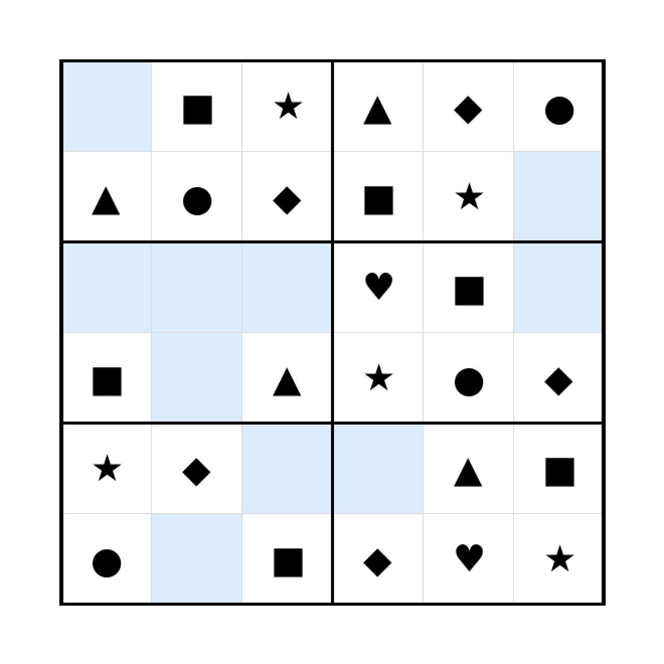 Sudoku-Rätsel Sudoku 6x6 (leicht) für Vorschule aus der Kategorie Sudoku - kostenlos ausdrucken
