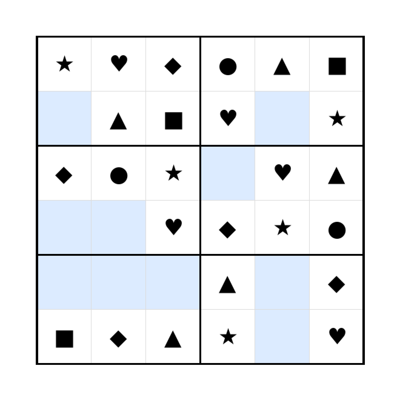 Sudoku-Rätsel Sudoku 6x6 (leicht) für Vorschule aus der Kategorie Sudoku - kostenlos ausdrucken
