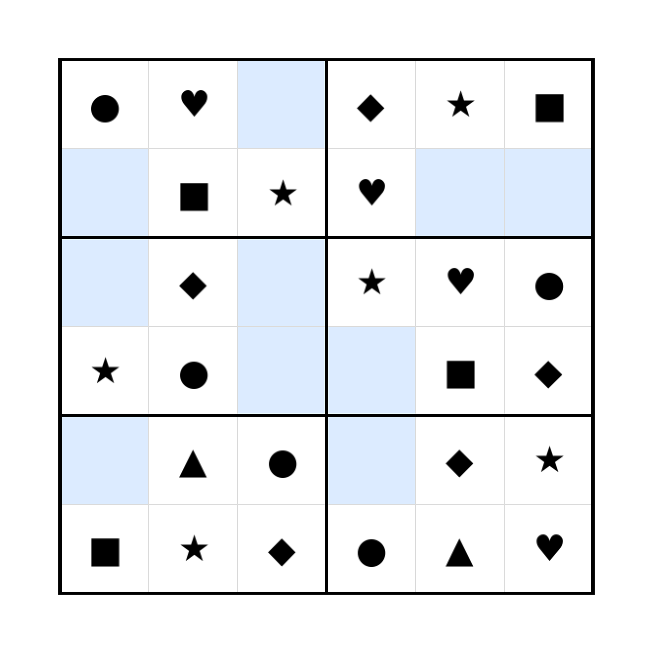 Sudoku-Rätsel Sudoku 6x6 (leicht) für Vorschule aus der Kategorie Sudoku - kostenlos ausdrucken