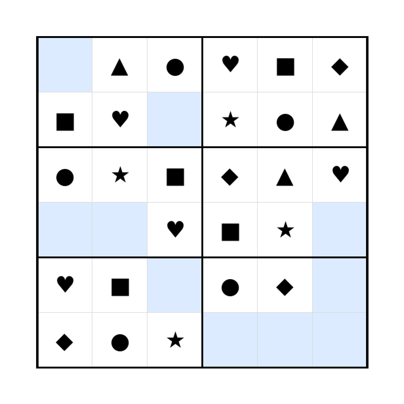 Sudoku-Rätsel Sudoku 6x6 (leicht) für Vorschule aus der Kategorie Sudoku - kostenlos ausdrucken