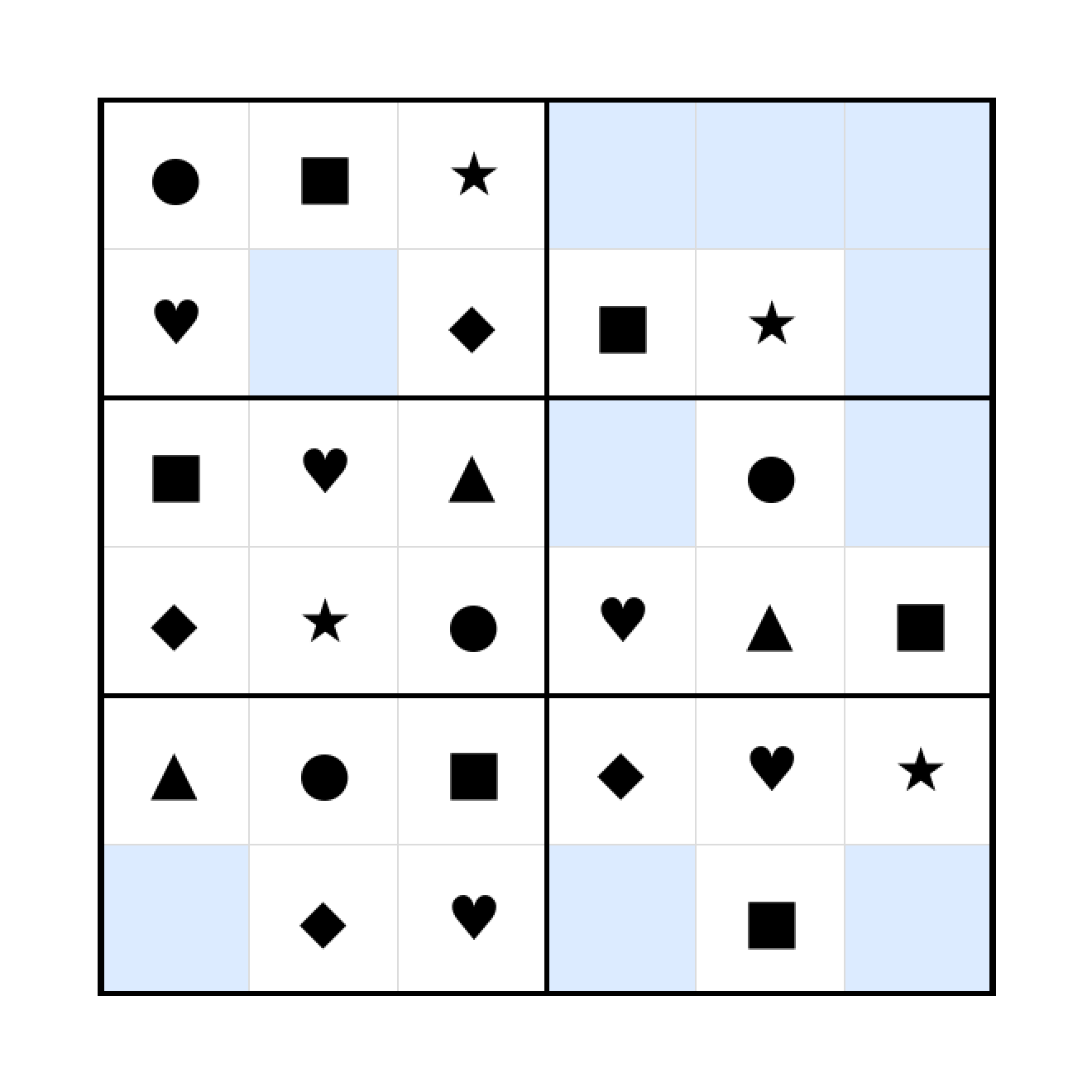 Sudoku-Rätsel Sudoku 6x6 (leicht) für Vorschule aus der Kategorie Sudoku - kostenlos ausdrucken