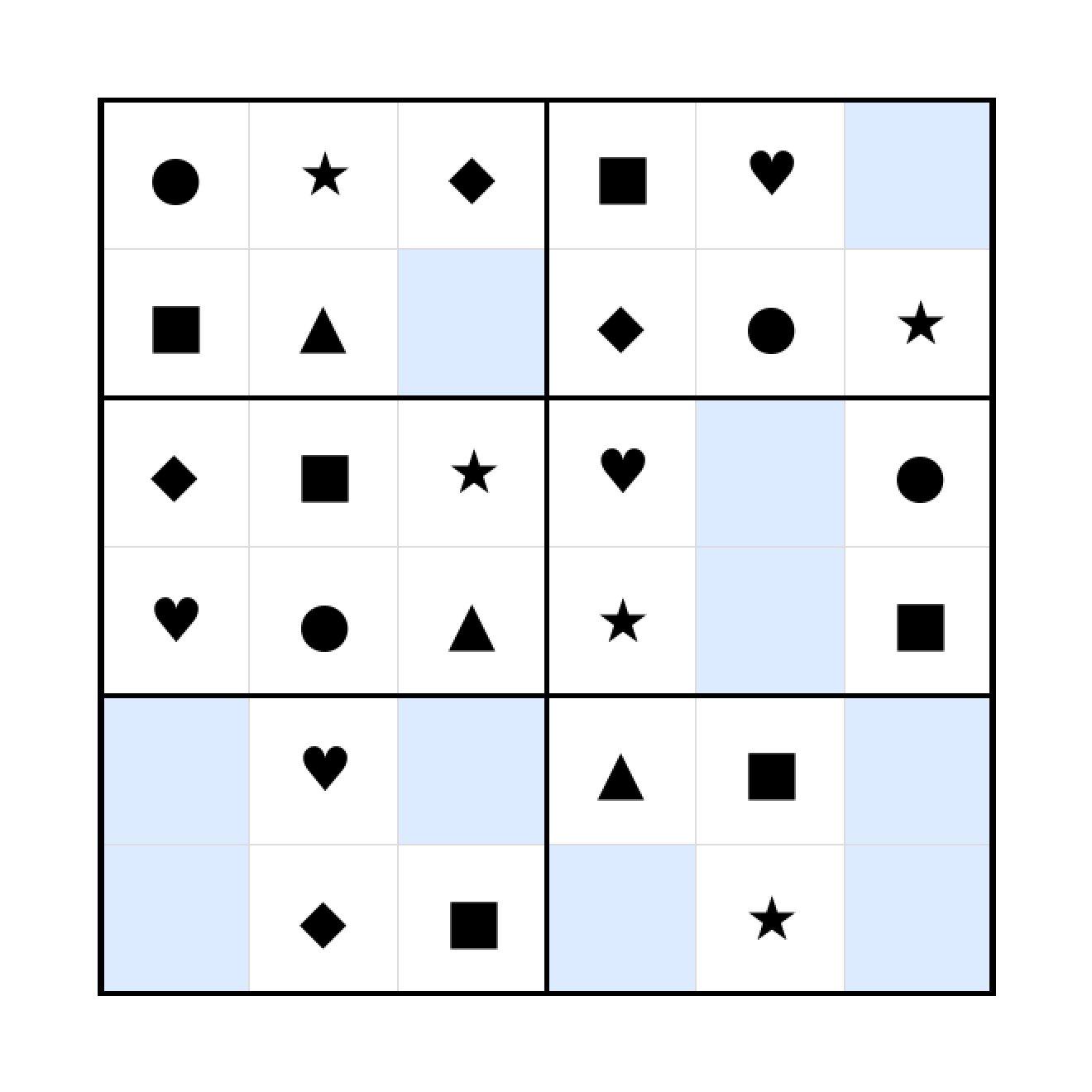 Sudoku-Rätsel Sudoku 6x6 (leicht) für Vorschule aus der Kategorie Sudoku - kostenlos ausdrucken