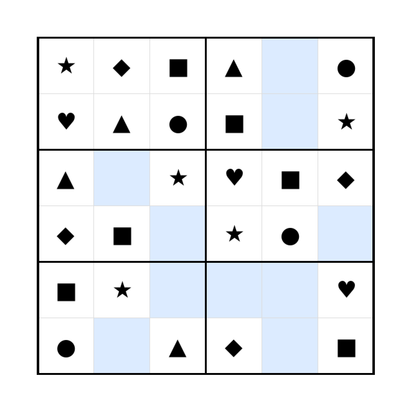 Sudoku-Rätsel Sudoku 6x6 (leicht) für Vorschule aus der Kategorie Sudoku - kostenlos ausdrucken