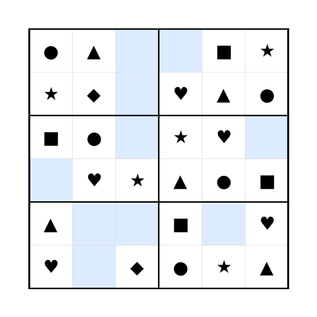 Sudoku-Rätsel Sudoku 6x6 (leicht) für Vorschule aus der Kategorie Sudoku - kostenlos ausdrucken