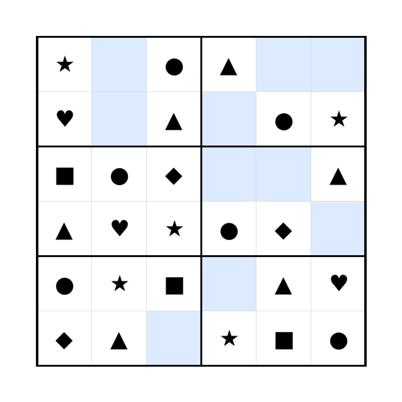 Sudoku-Rätsel Sudoku 6x6 (leicht) für Vorschule aus der Kategorie Sudoku - kostenlos ausdrucken