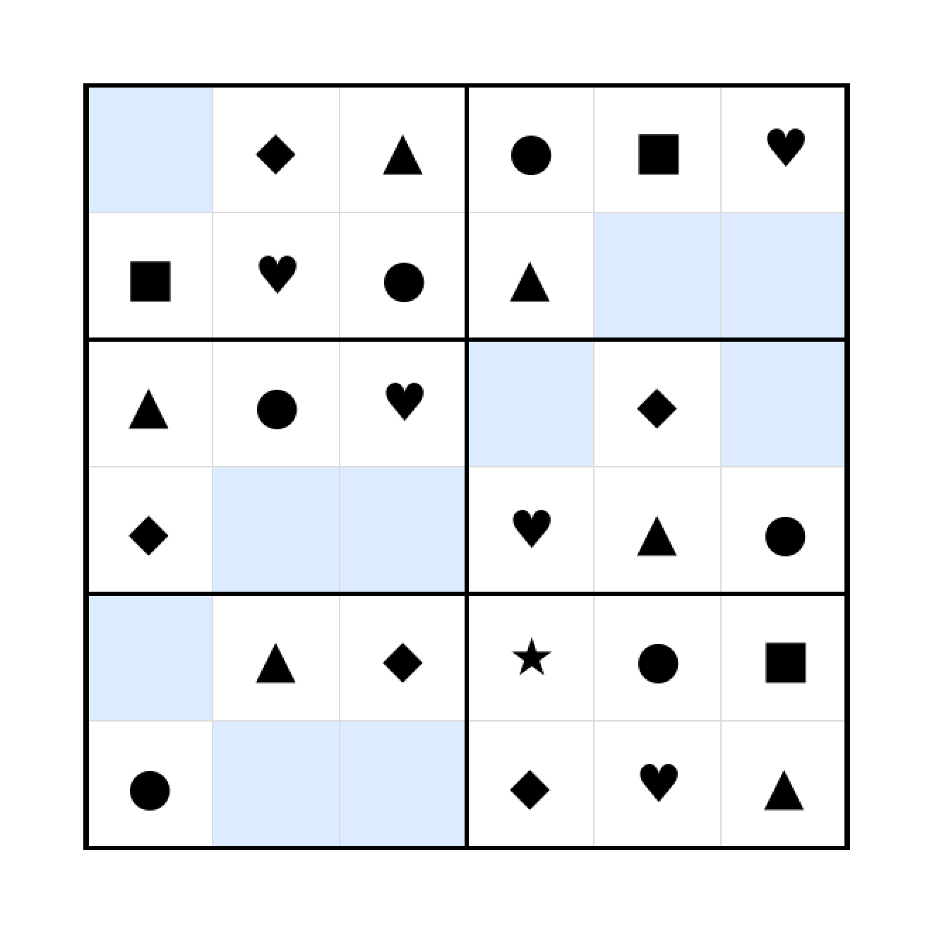 Sudoku-Rätsel Sudoku 6x6 (leicht) für Vorschule aus der Kategorie Sudoku - kostenlos ausdrucken