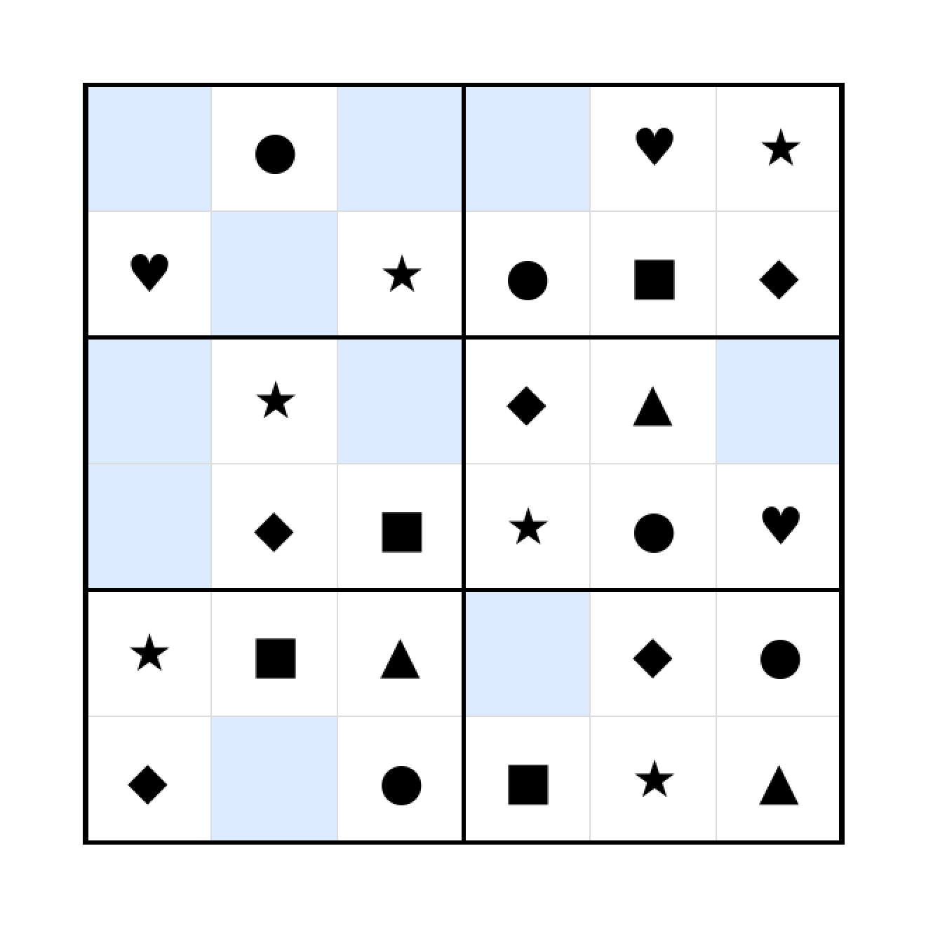 Sudoku-Rätsel Sudoku 6x6 (leicht) für Vorschule aus der Kategorie Sudoku - kostenlos ausdrucken