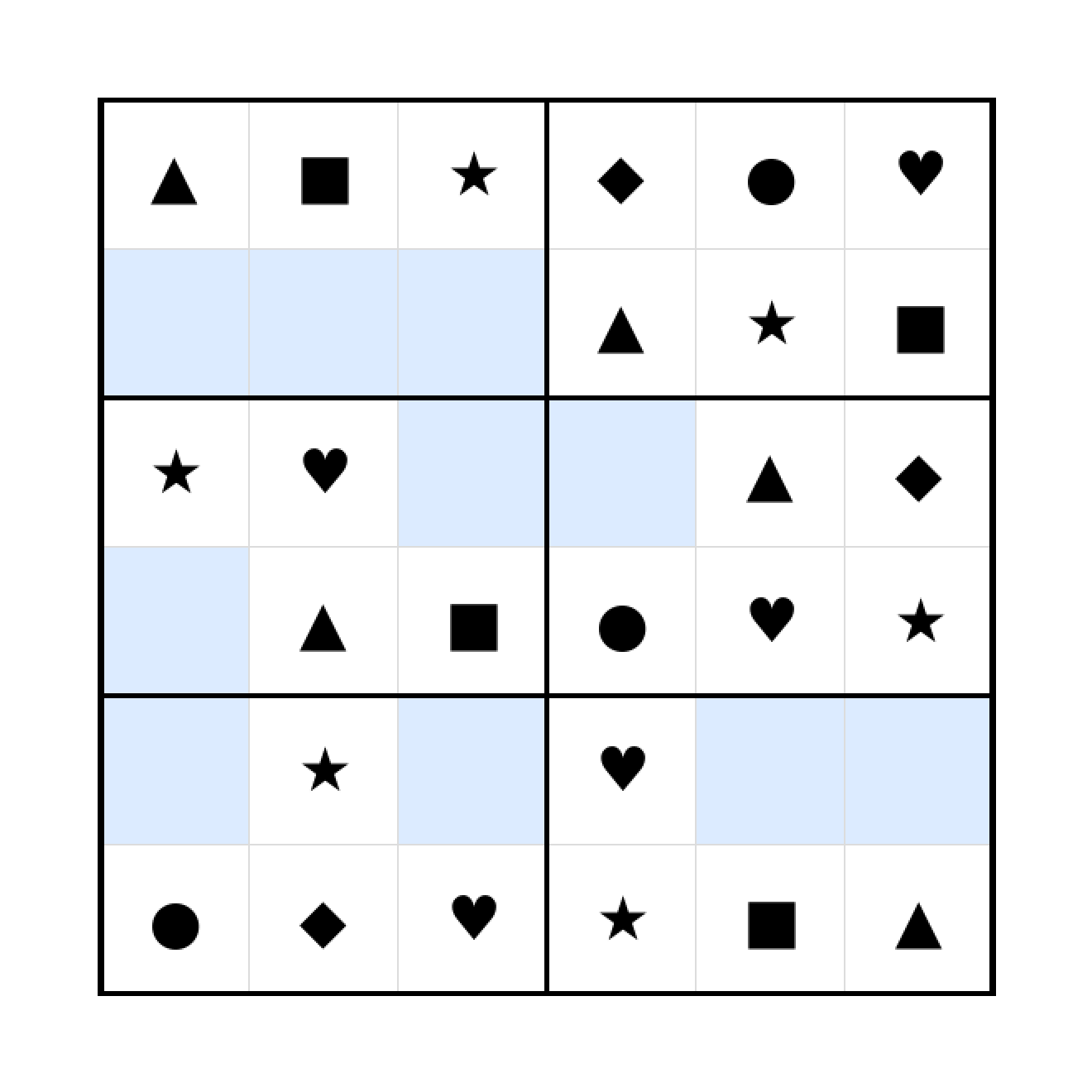 Sudoku-Rätsel Sudoku 6x6 (leicht) für Vorschule aus der Kategorie Sudoku - kostenlos ausdrucken