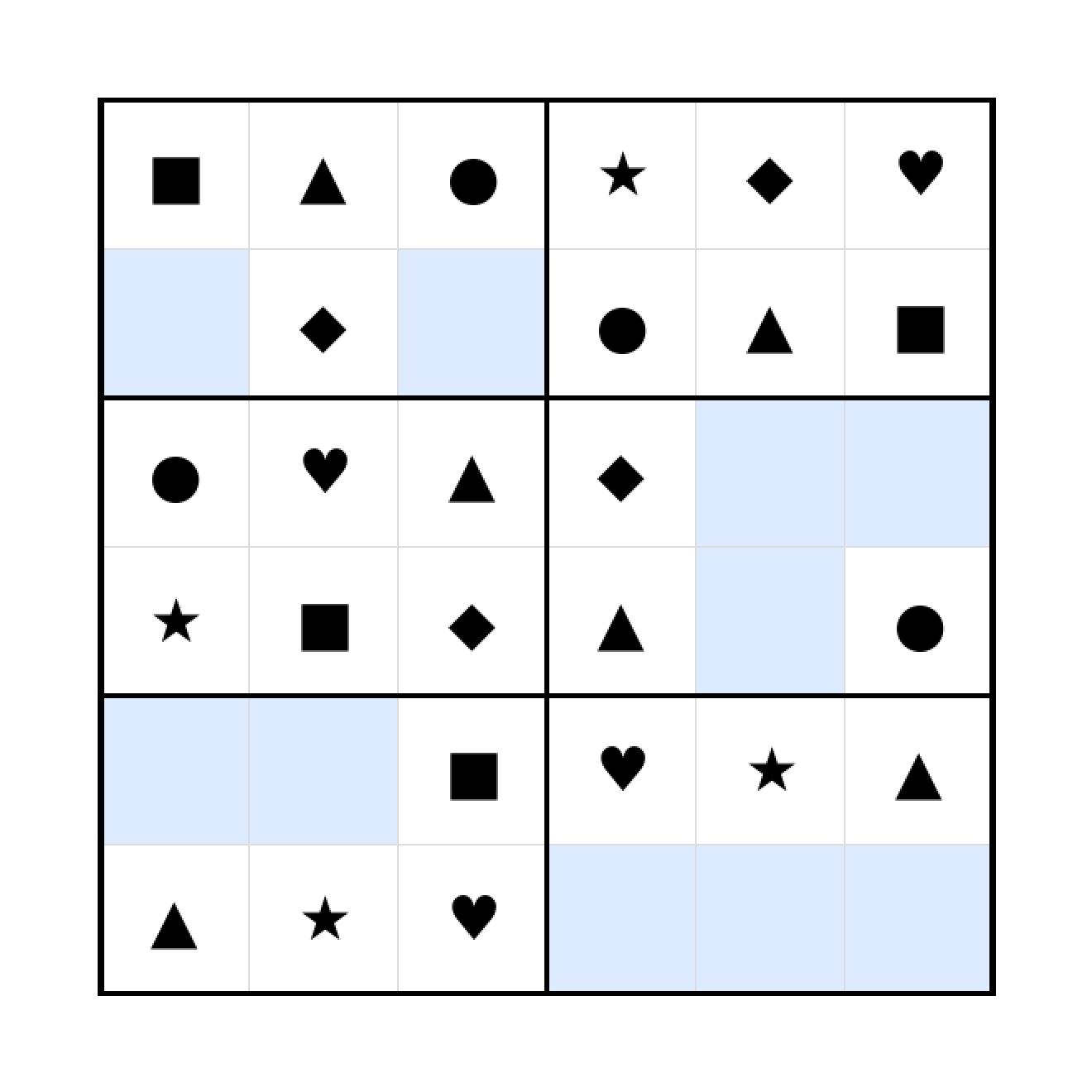 Sudoku-Rätsel Sudoku 6x6 (leicht) für Vorschule aus der Kategorie Sudoku - kostenlos ausdrucken