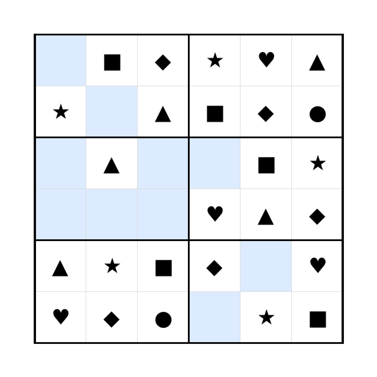 Sudoku-Rätsel Sudoku 6x6 (leicht) für Vorschule aus der Kategorie Sudoku - kostenlos ausdrucken
