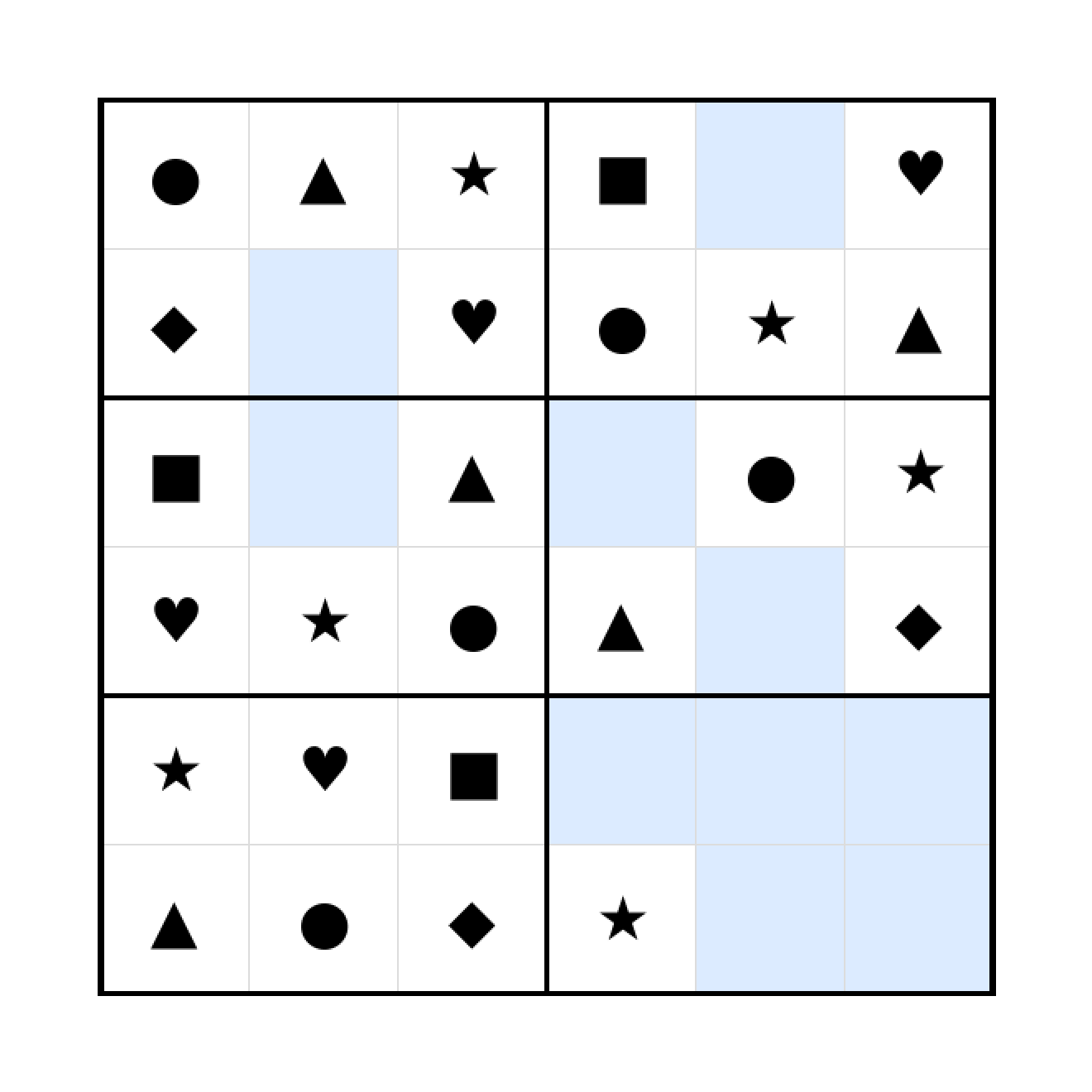 Sudoku-Rätsel Sudoku 6x6 (leicht) für Vorschule aus der Kategorie Sudoku - kostenlos ausdrucken