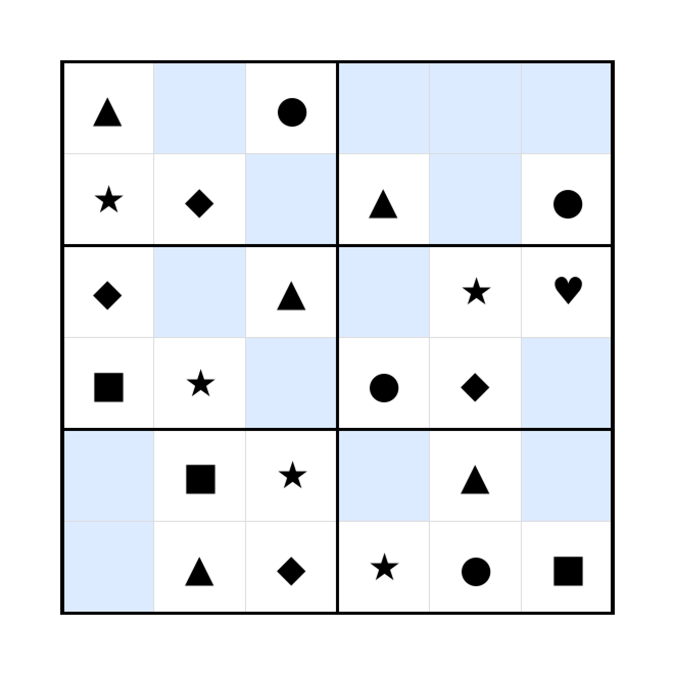 Sudoku-Rätsel Sudoku 6x6 (mittel) für Vorschule aus der Kategorie Sudoku - kostenlos ausdrucken