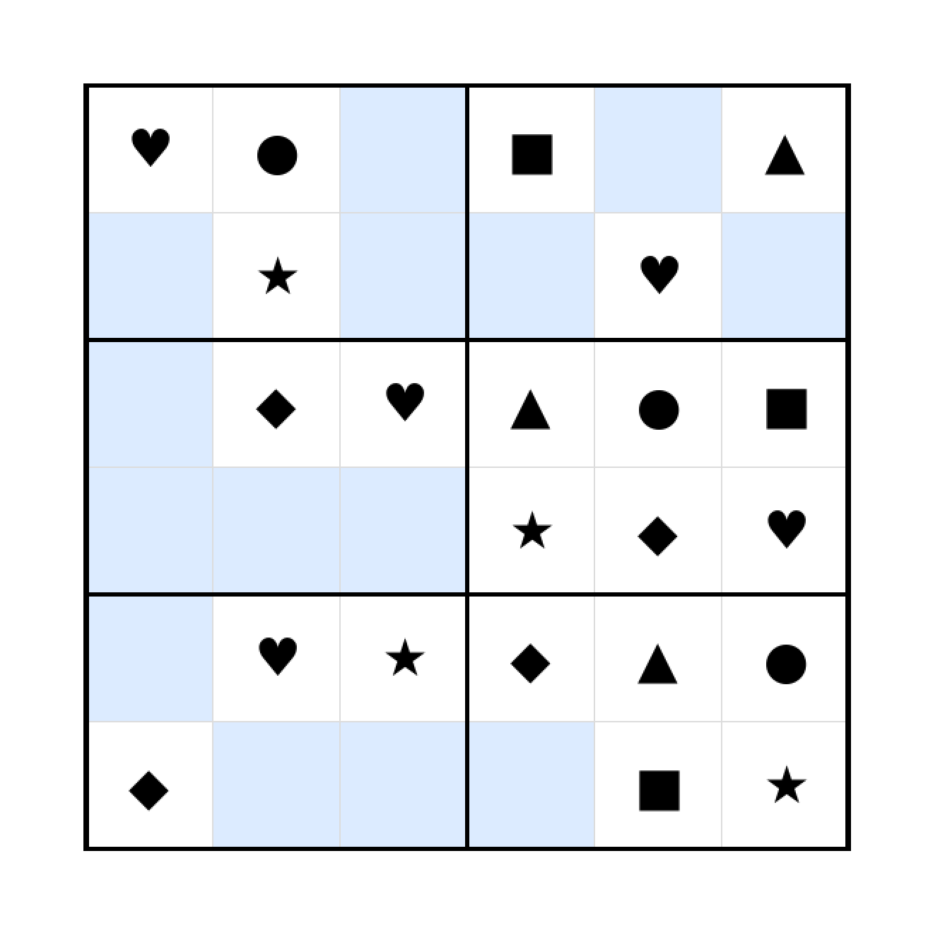 Sudoku-Rätsel Sudoku 6x6 (mittel) für Vorschule aus der Kategorie Sudoku - kostenlos ausdrucken