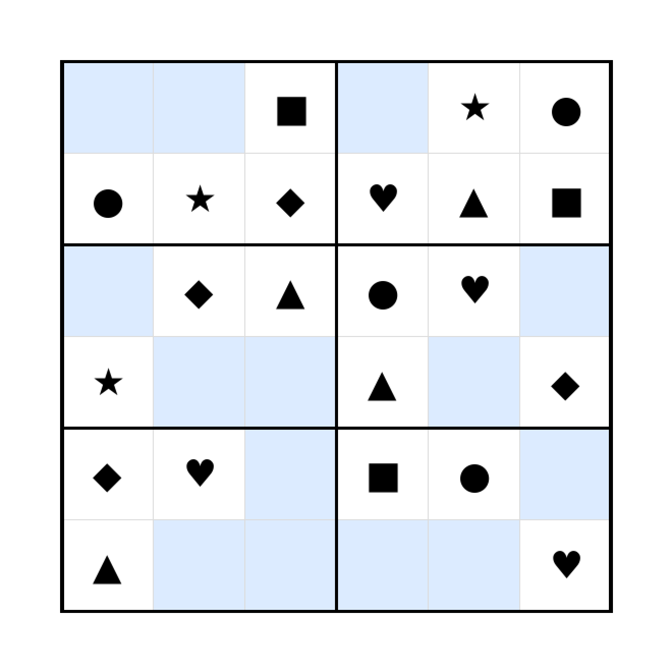 Sudoku-Rätsel Sudoku 6x6 (mittel) für Vorschule aus der Kategorie Sudoku - kostenlos ausdrucken