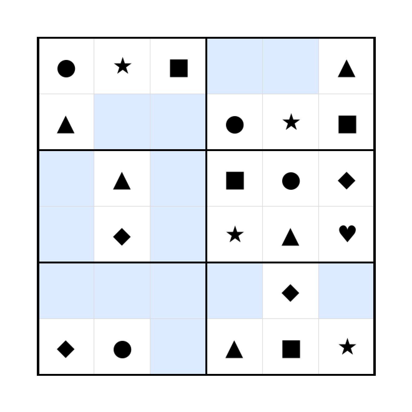 Sudoku-Rätsel Sudoku 6x6 (mittel) für Vorschule aus der Kategorie Sudoku - kostenlos ausdrucken
