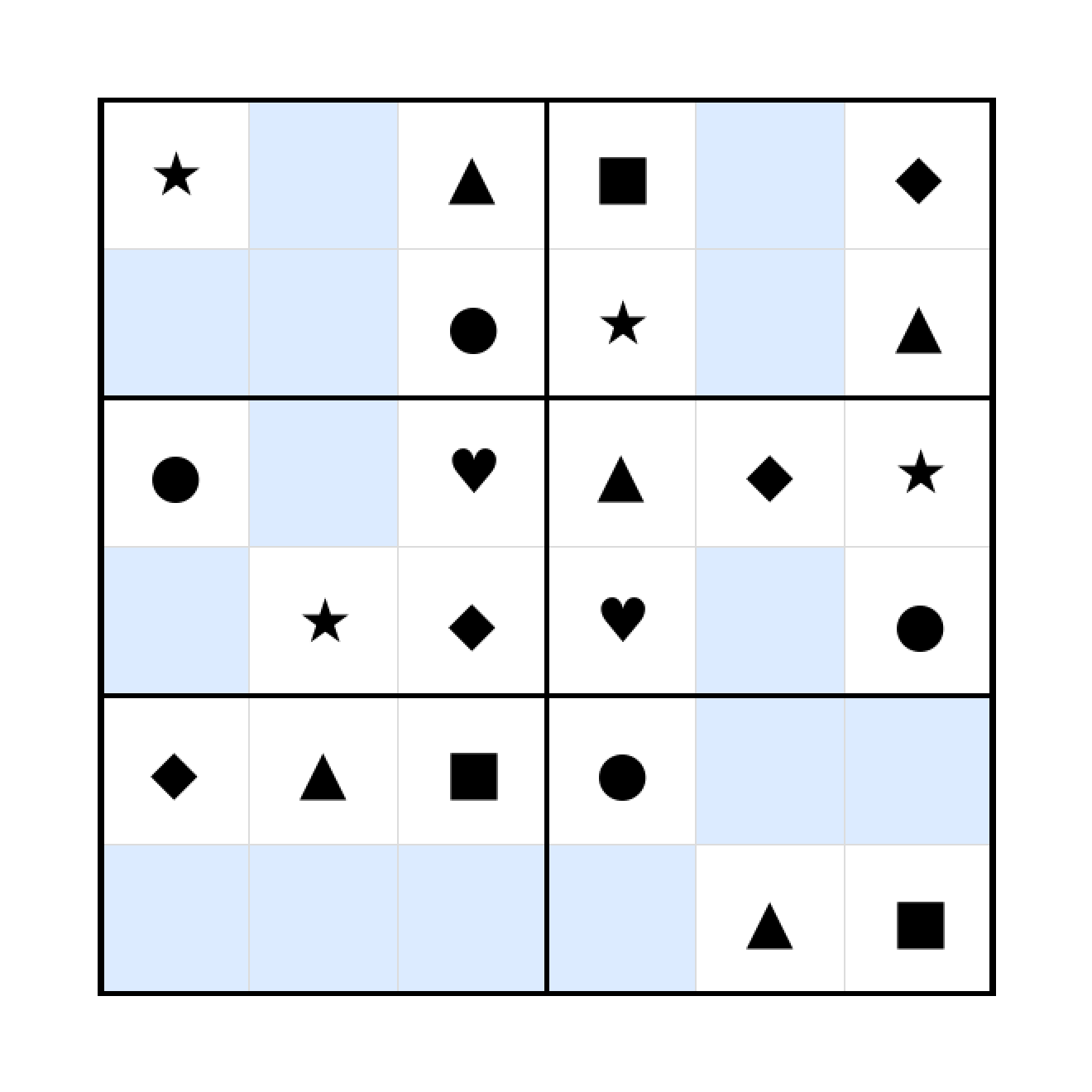 Sudoku-Rätsel Sudoku 6x6 (mittel) für Vorschule aus der Kategorie Sudoku - kostenlos ausdrucken