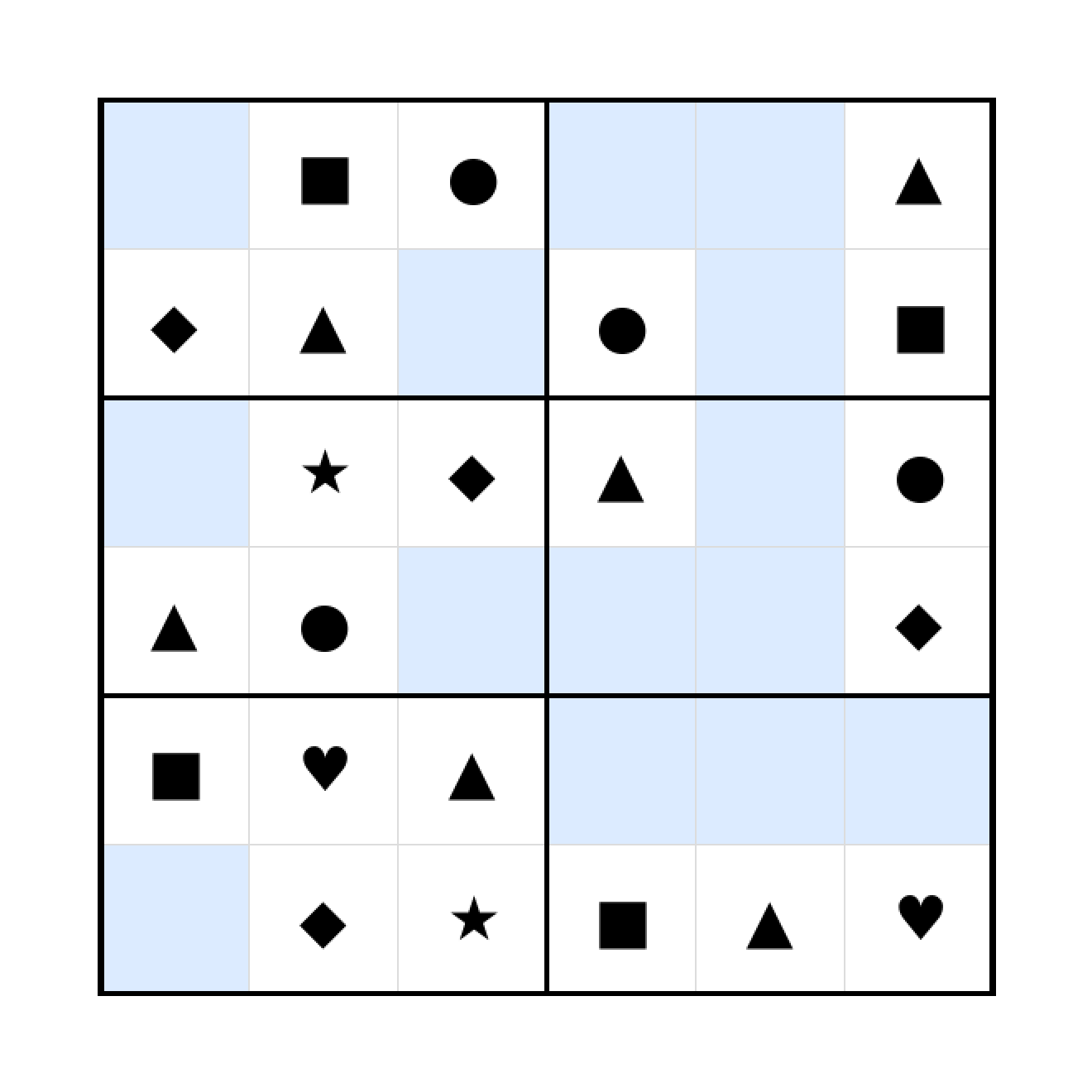 Sudoku-Rätsel Sudoku 6x6 (mittel) für Vorschule aus der Kategorie Sudoku - kostenlos ausdrucken