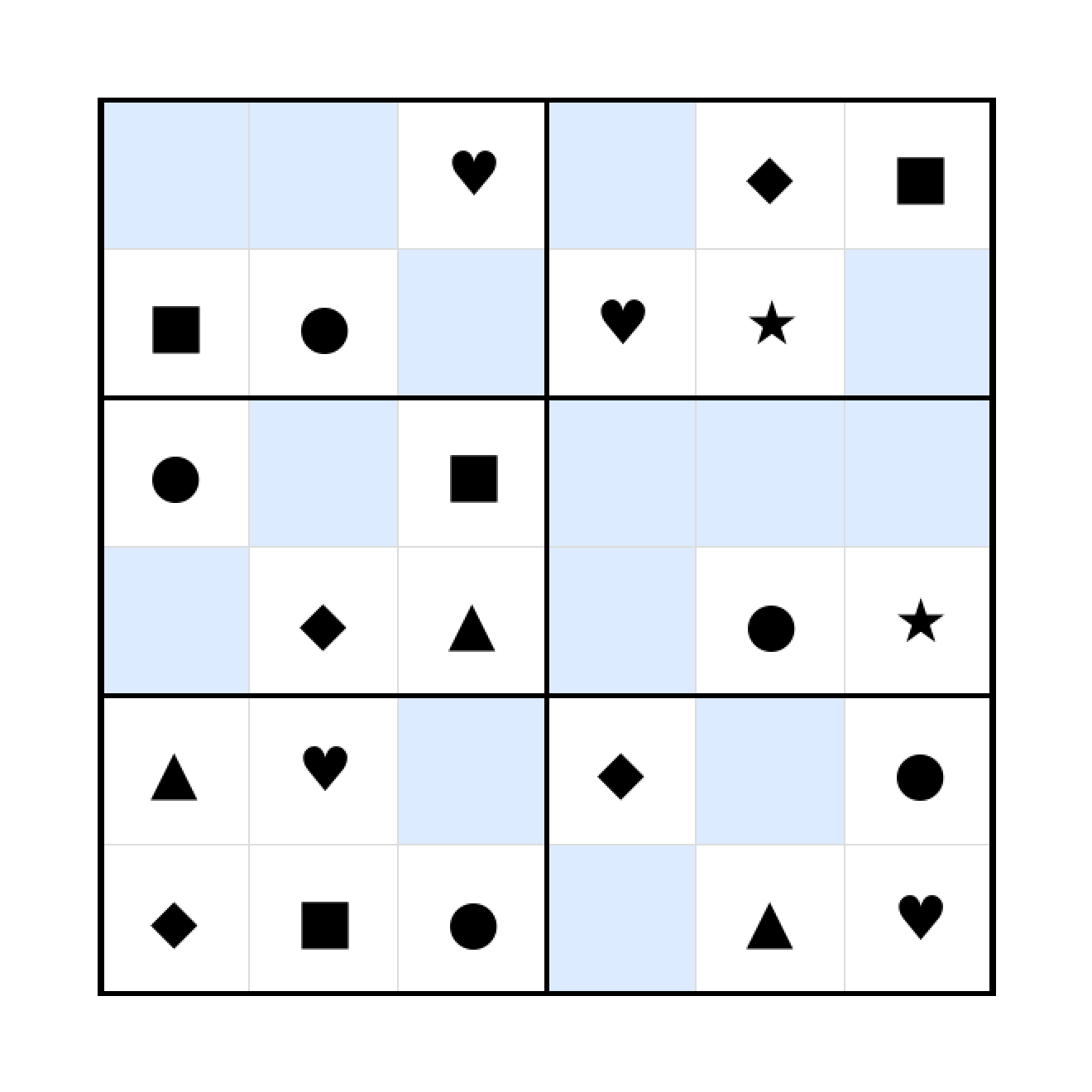 Sudoku-Rätsel Sudoku 6x6 (mittel) für Vorschule aus der Kategorie Sudoku - kostenlos ausdrucken
