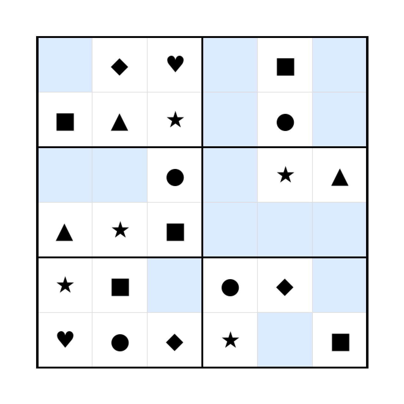 Sudoku-Rätsel Sudoku 6x6 (mittel) für Vorschule aus der Kategorie Sudoku - kostenlos ausdrucken