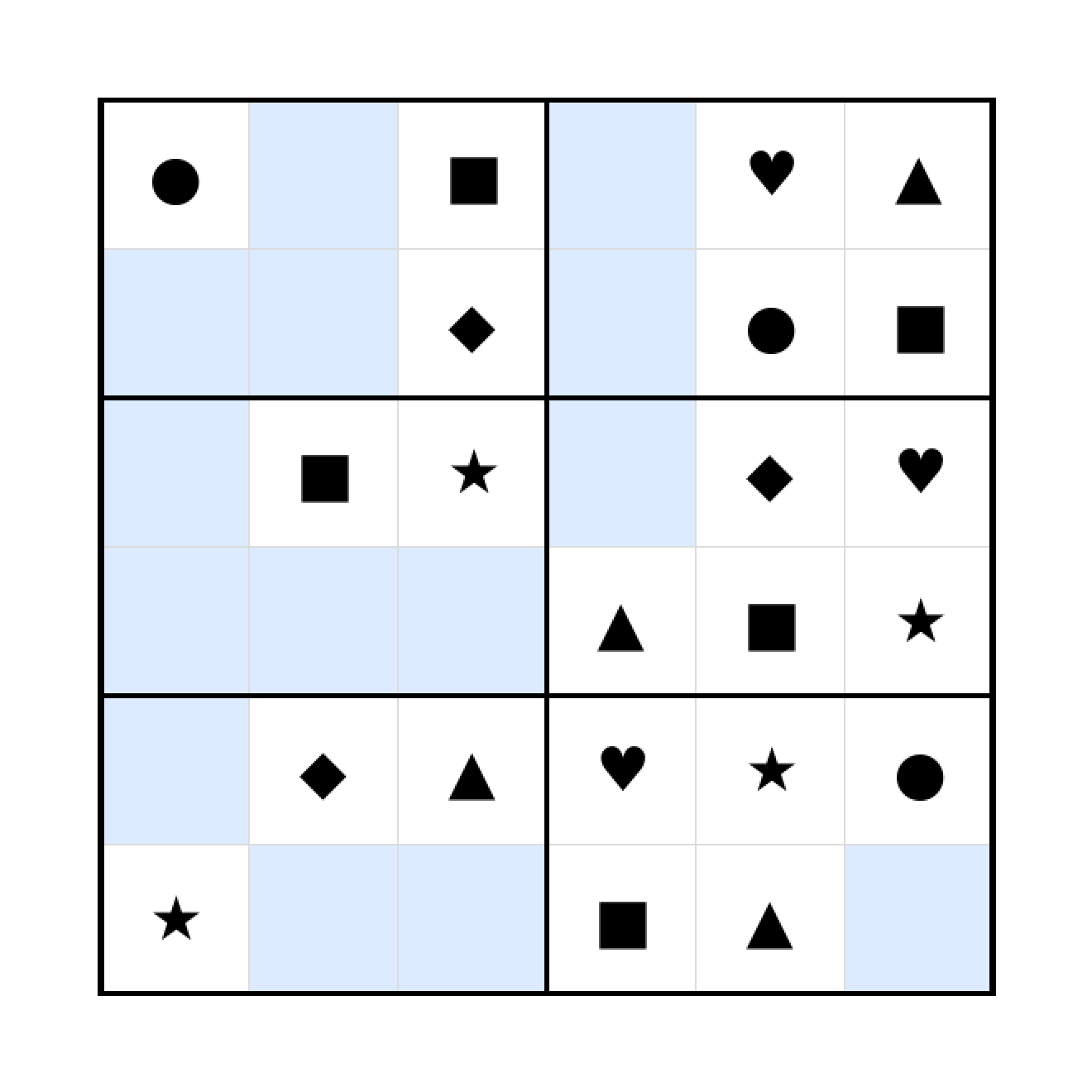 Sudoku-Rätsel Sudoku 6x6 (mittel) für Vorschule aus der Kategorie Sudoku - kostenlos ausdrucken