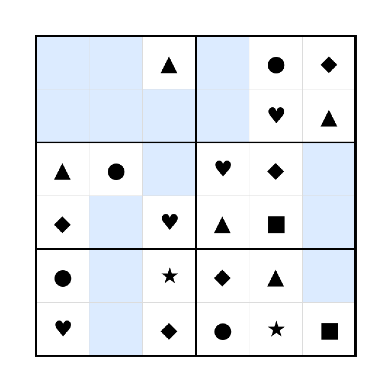 Sudoku-Rätsel Sudoku 6x6 (mittel) für Vorschule aus der Kategorie Sudoku - kostenlos ausdrucken
