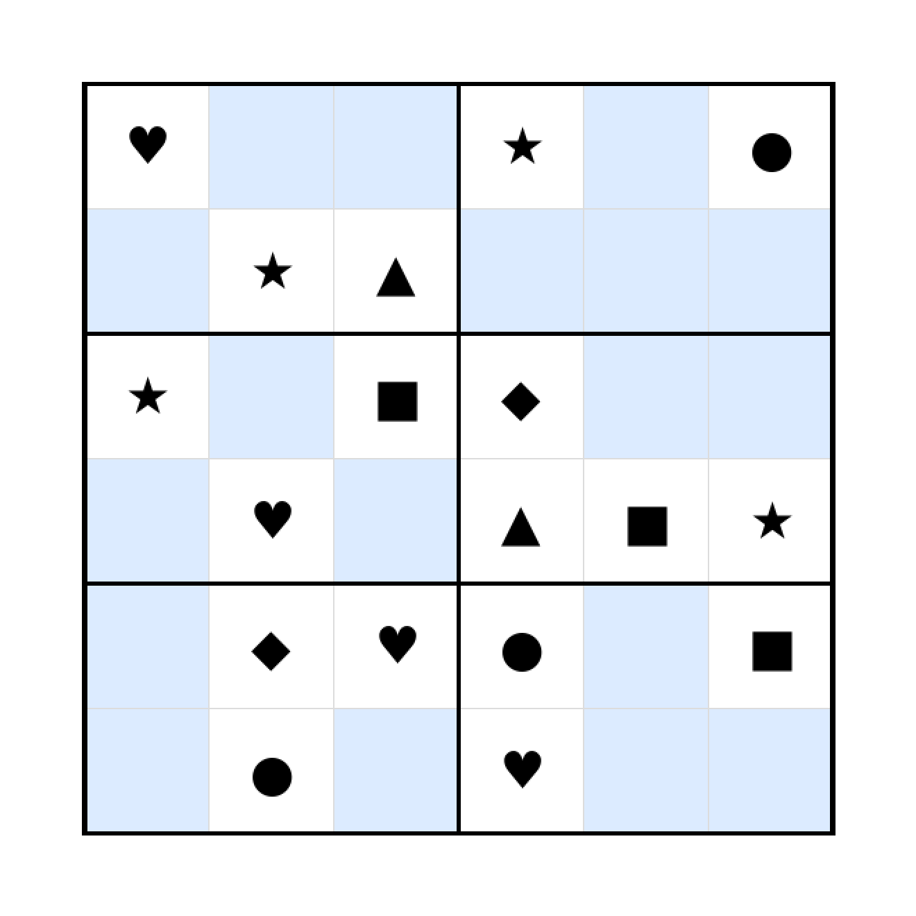 Sudoku-Rätsel Sudoku 6x6 (schwer) für Vorschule aus der Kategorie Sudoku - kostenlos ausdrucken