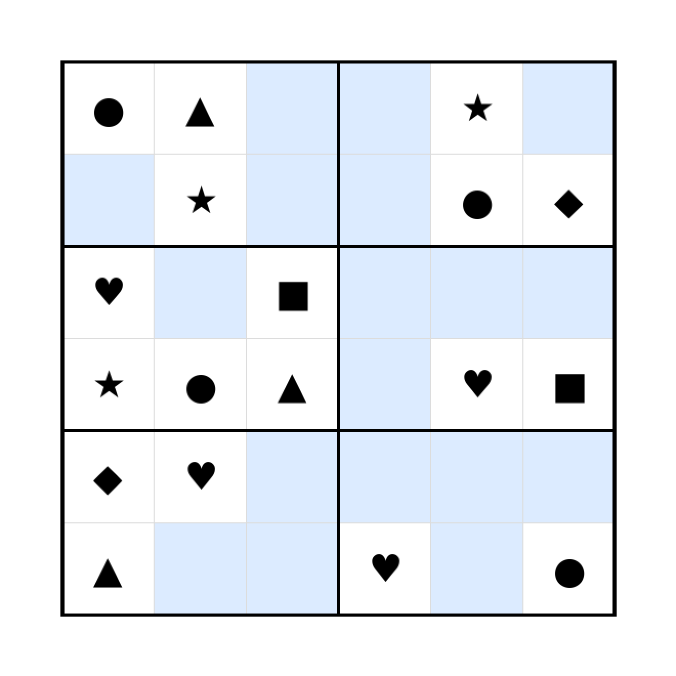 Sudoku-Rätsel Sudoku 6x6 (schwer) für Vorschule aus der Kategorie Sudoku - kostenlos ausdrucken