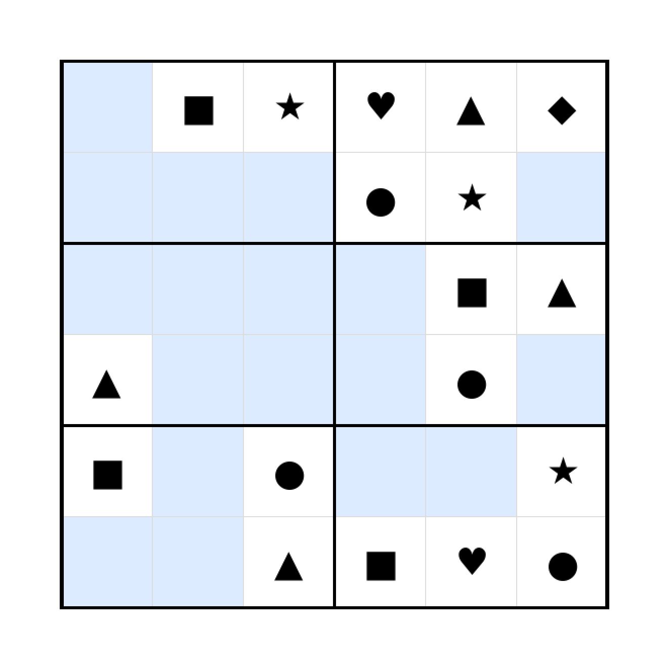 Sudoku-Rätsel Sudoku 6x6 (schwer) für Vorschule aus der Kategorie Sudoku - kostenlos ausdrucken