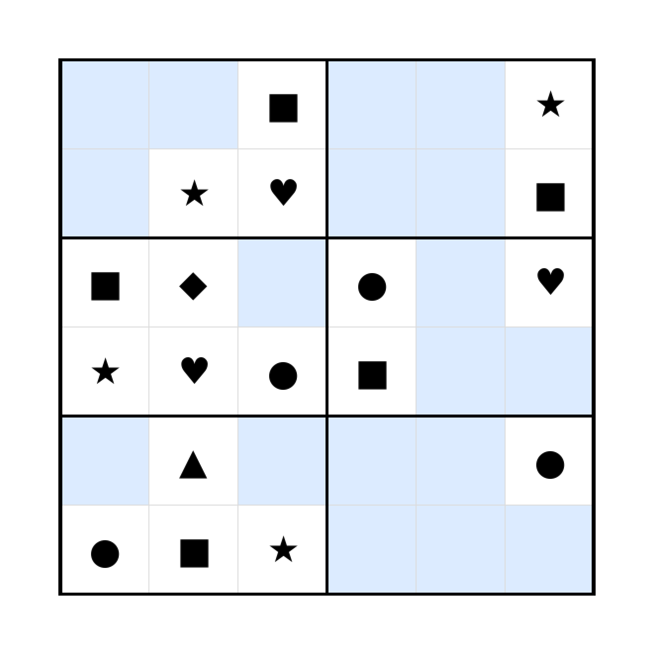 Sudoku-Rätsel Sudoku 6x6 (schwer) für Vorschule aus der Kategorie Sudoku - kostenlos ausdrucken