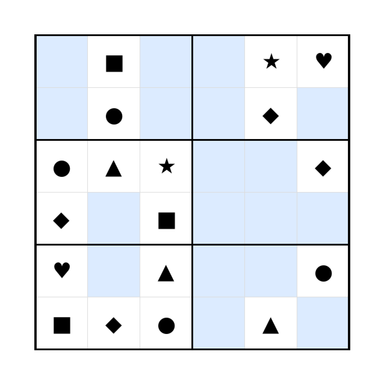 Sudoku-Rätsel Sudoku 6x6 (schwer) für Vorschule aus der Kategorie Sudoku - kostenlos ausdrucken