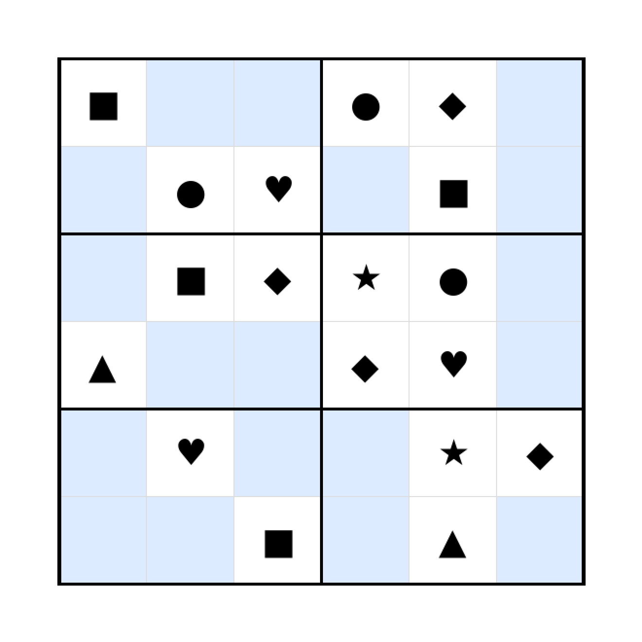 Sudoku-Rätsel Sudoku 6x6 (schwer) für Vorschule aus der Kategorie Sudoku - kostenlos ausdrucken