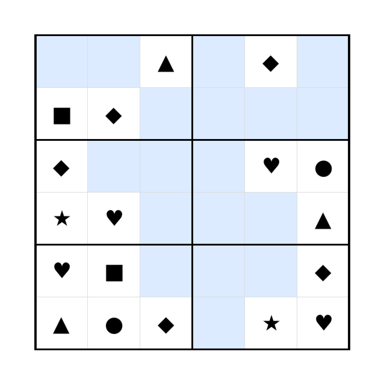 Sudoku-Rätsel Sudoku 6x6 (schwer) für Vorschule aus der Kategorie Sudoku - kostenlos ausdrucken
