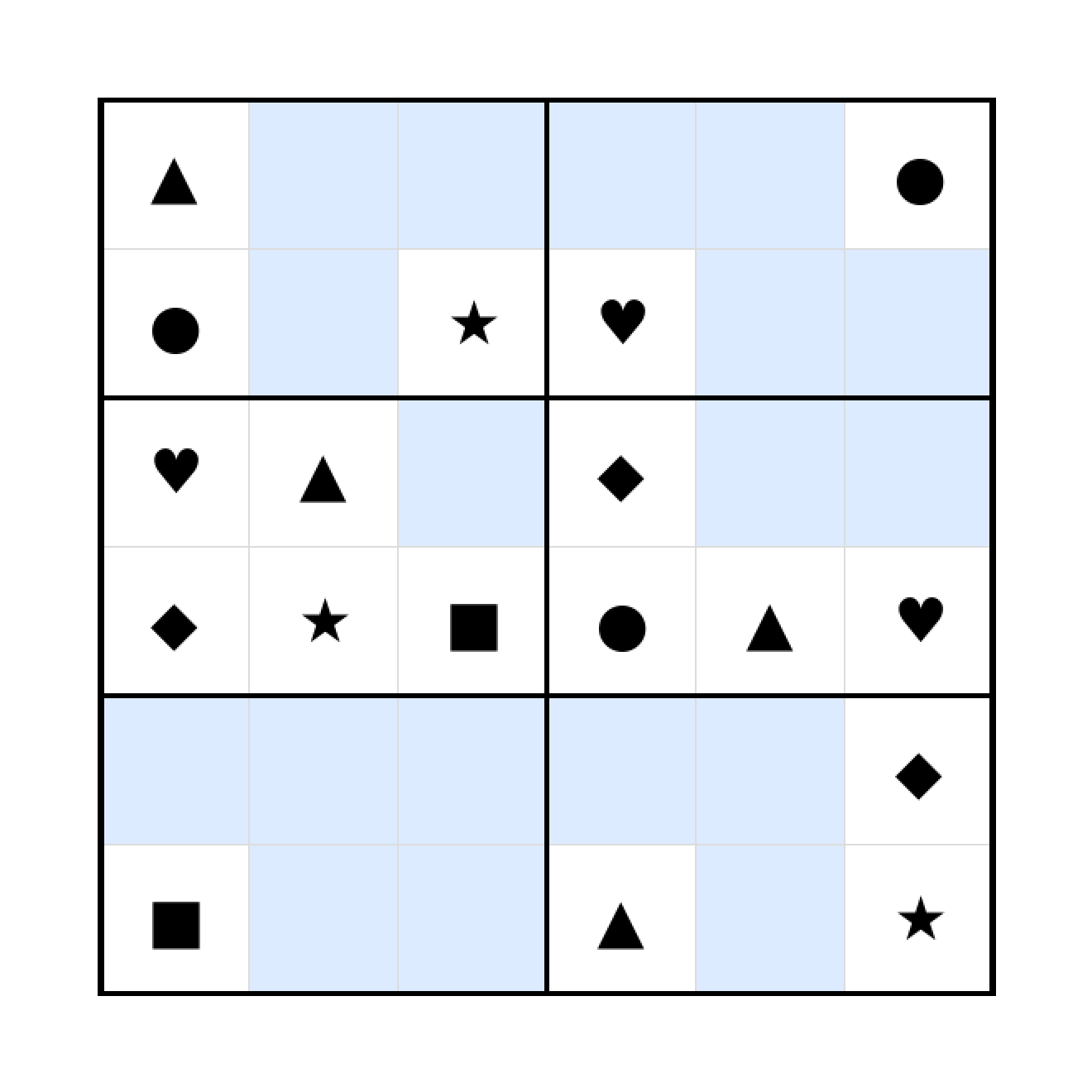 Sudoku-Rätsel Sudoku 6x6 (schwer) für Vorschule aus der Kategorie Sudoku - kostenlos ausdrucken