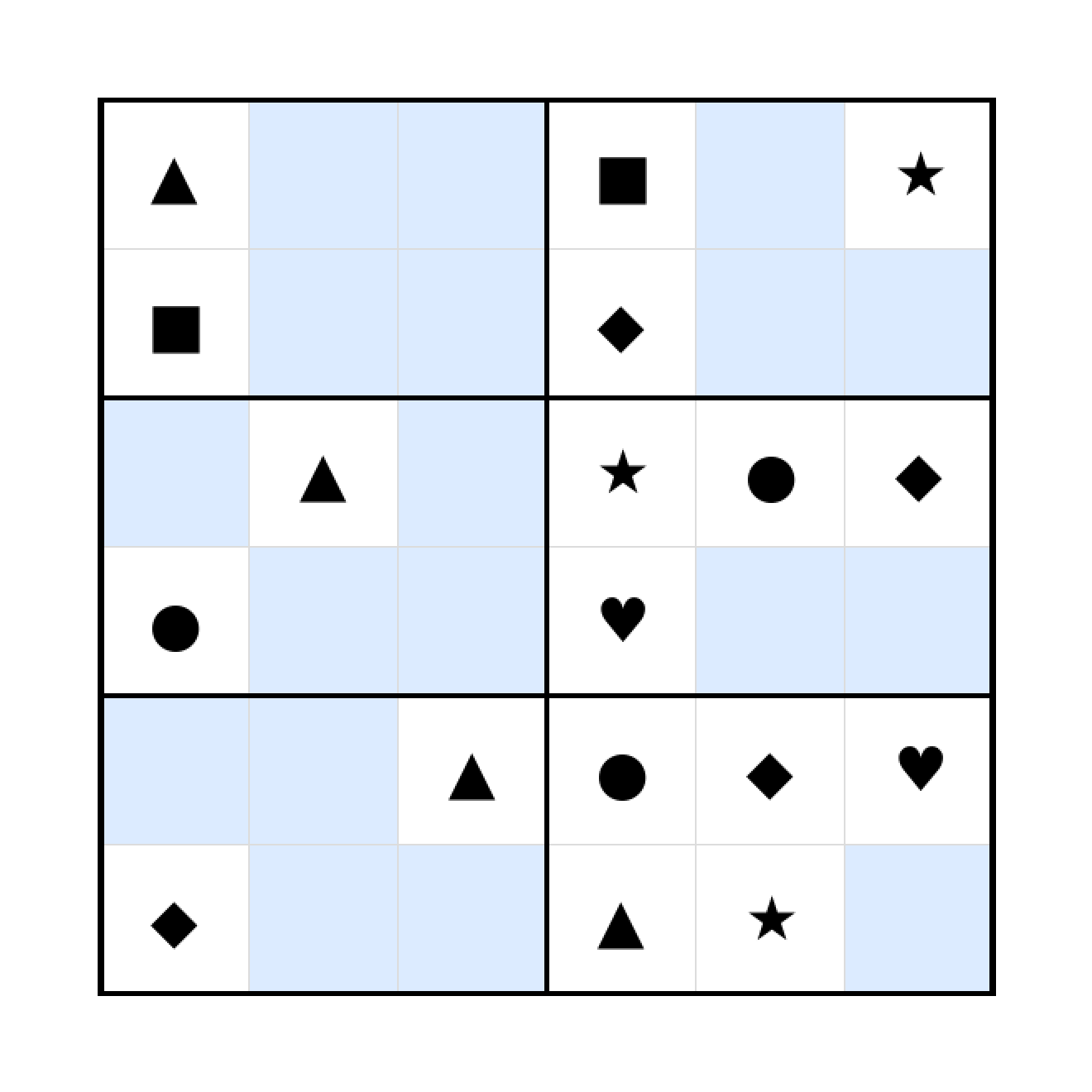 Sudoku-Rätsel Sudoku 6x6 (schwer) für Vorschule aus der Kategorie Sudoku - kostenlos ausdrucken