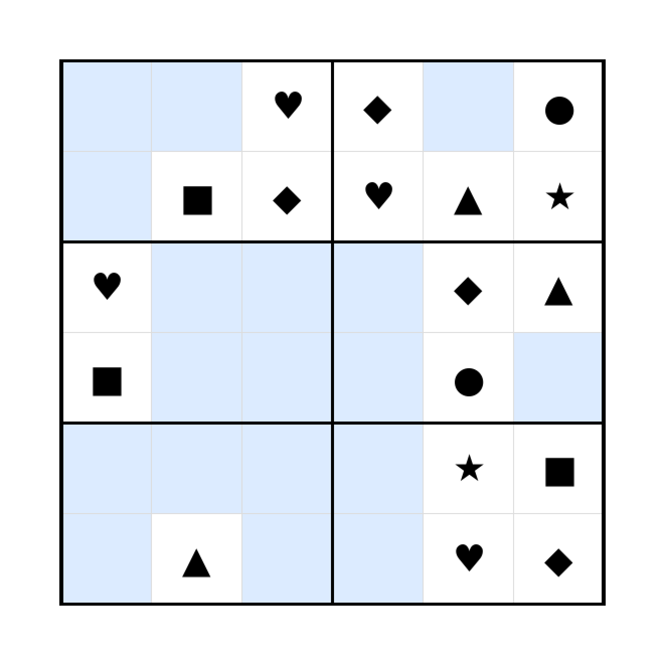 Sudoku-Rätsel Sudoku 6x6 (schwer) für Vorschule aus der Kategorie Sudoku - kostenlos ausdrucken