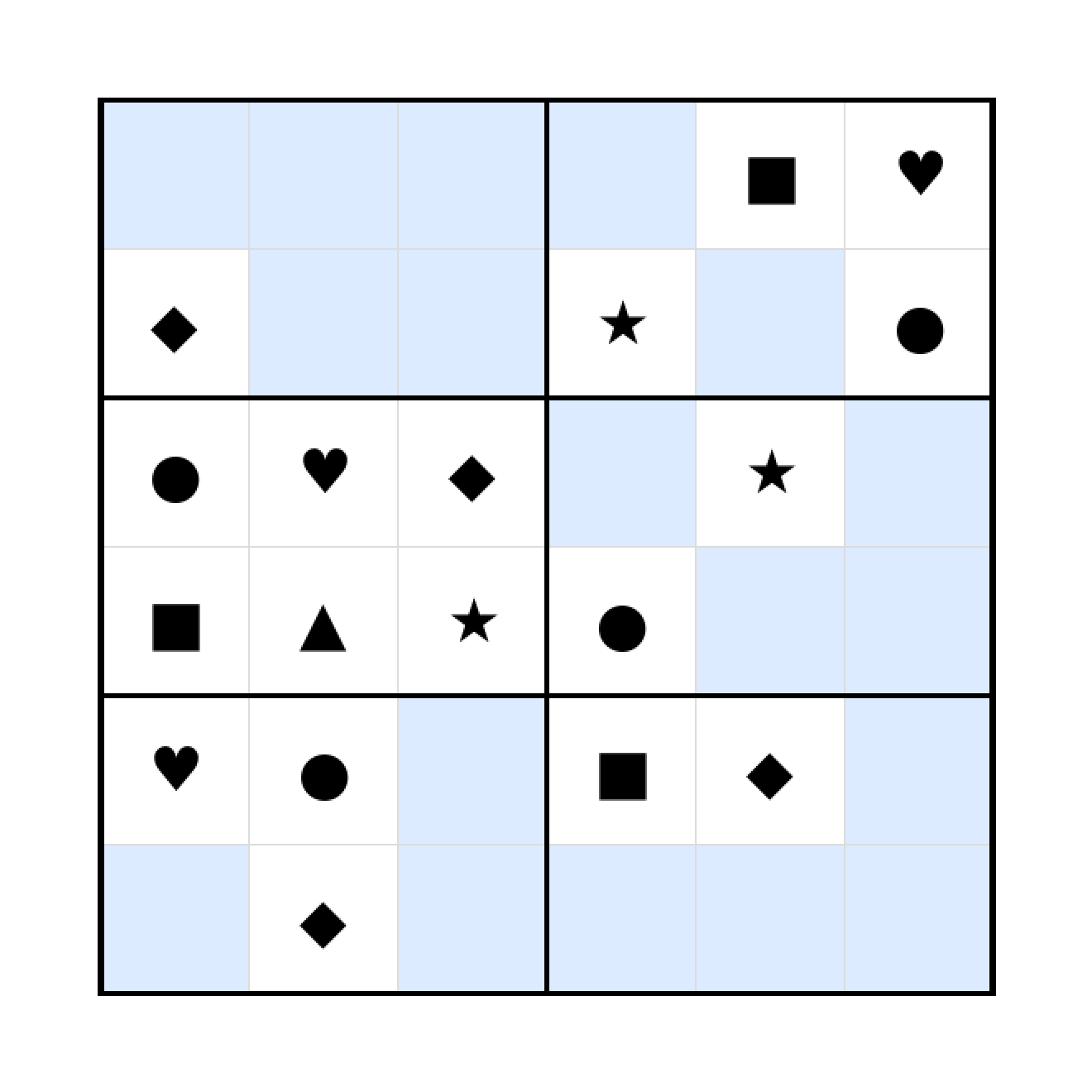 Sudoku-Rätsel Sudoku 6x6 (schwer) für Vorschule aus der Kategorie Sudoku - kostenlos ausdrucken